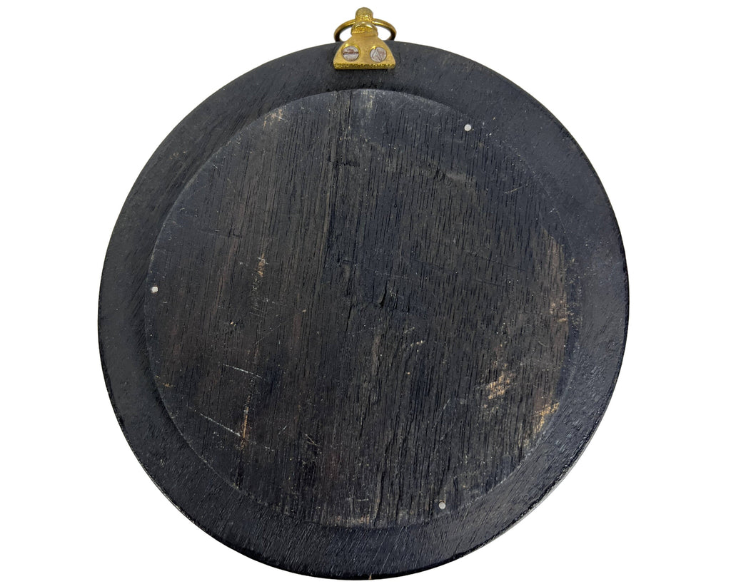 Antique 19th c Staffordshire Pratt Polychrome Paste Pot Lid Persuasion Framed - Poppy's Vintage Clothing