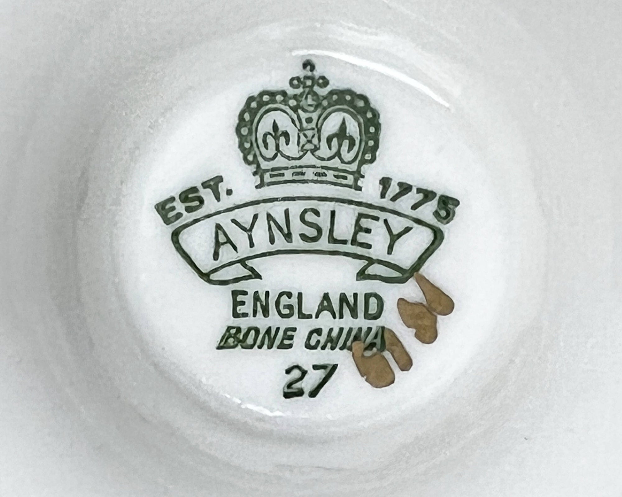 Vintage 1930s Aynsley Bone China Tea Cup & Saucer Cabbage Rose Interior C1515 - Poppy's Vintage Clothing
