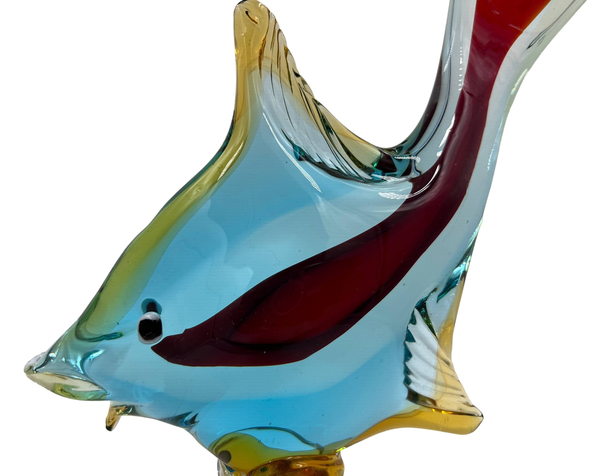 Vintage 1950s 60s Murano Glass Sommerso Fish Sculpture J.I. Co Jordans Importing - Poppy's Vintage Clothing