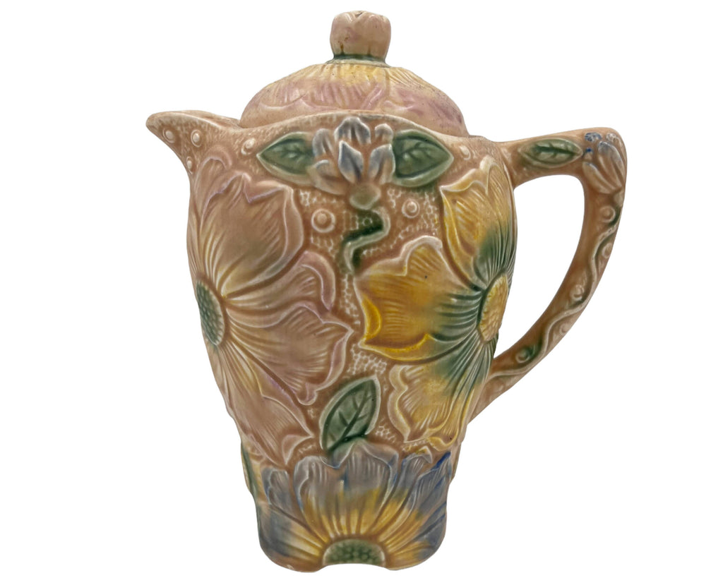 Art Deco Coffee Pot Kensington Pottery Sunflower Pattern 1930s - Poppy's Vintage Clothing