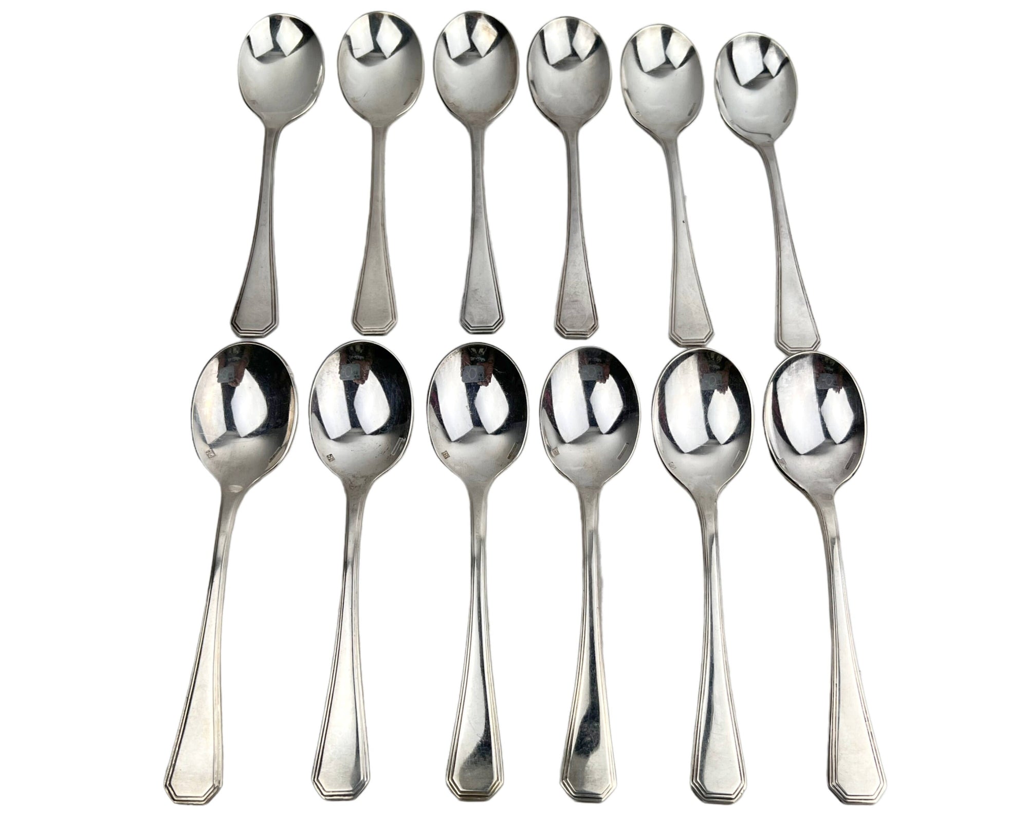 Art Deco Christofle France America Pattern Silver Plated Coffee Spoons / 5 OClock Teaspoons Set of 12 - Poppy's Vintage Clothing