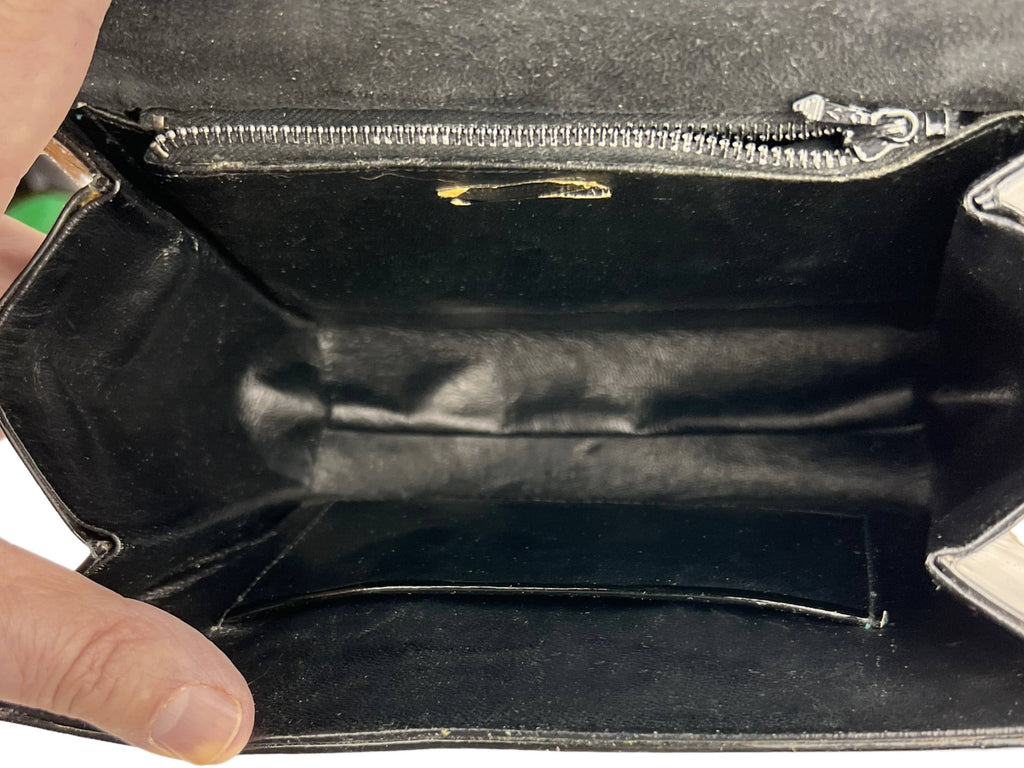 Vintage 1960s Italian Handbag Purse Black Patent Leather Mannelli Florence - VFG - Poppy's Vintage Clothing