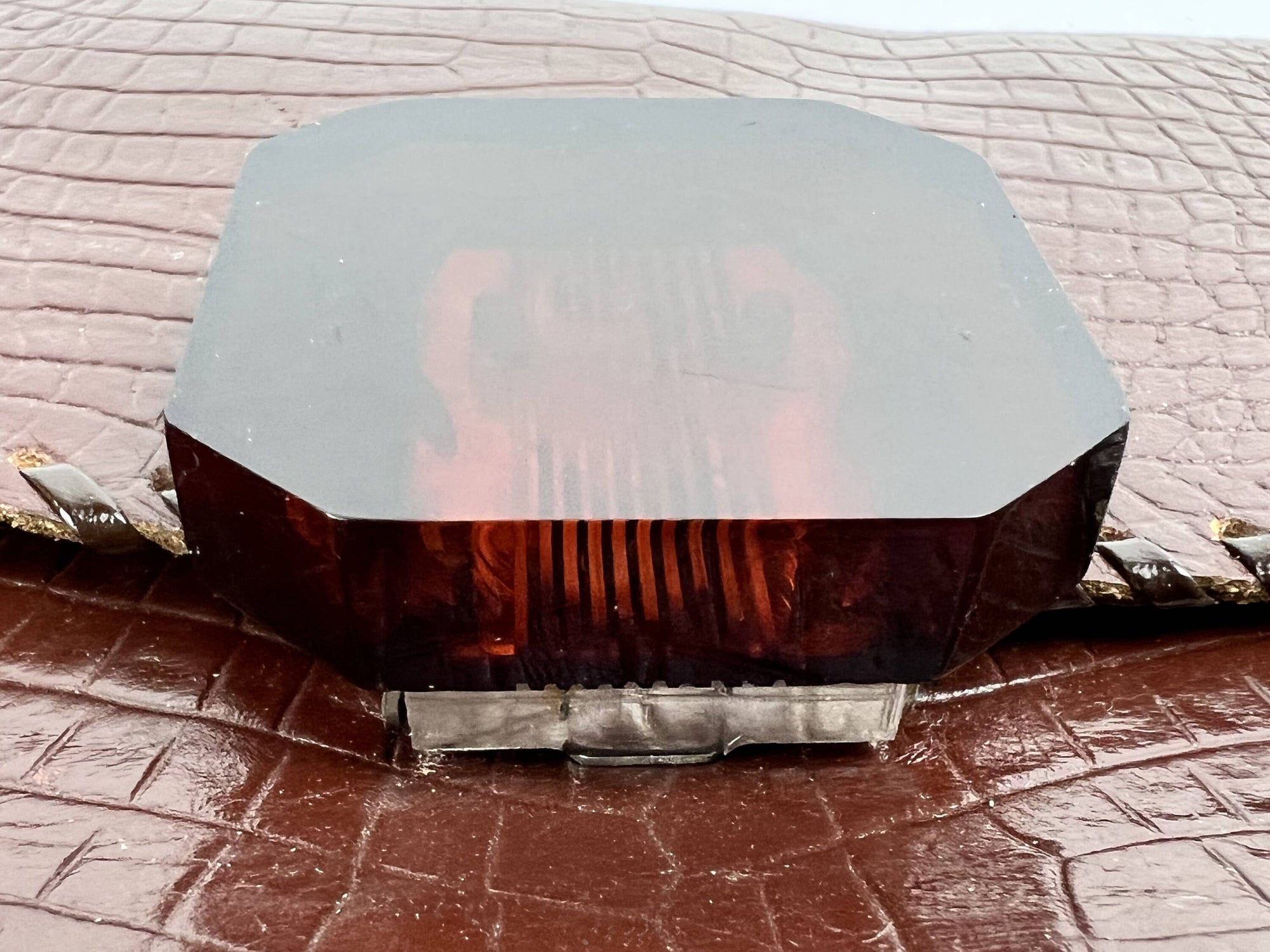 Vintage 1940s Clutch Purse Leather Handbag w Bakelite Type Clasp - VFG - Poppy's Vintage Clothing