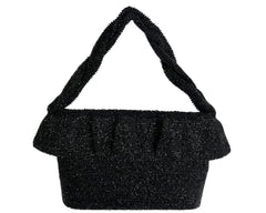 Vintage 1940s Evening Bag Black Beaded Handbag Purse - VFG - Poppy's Vintage Clothing