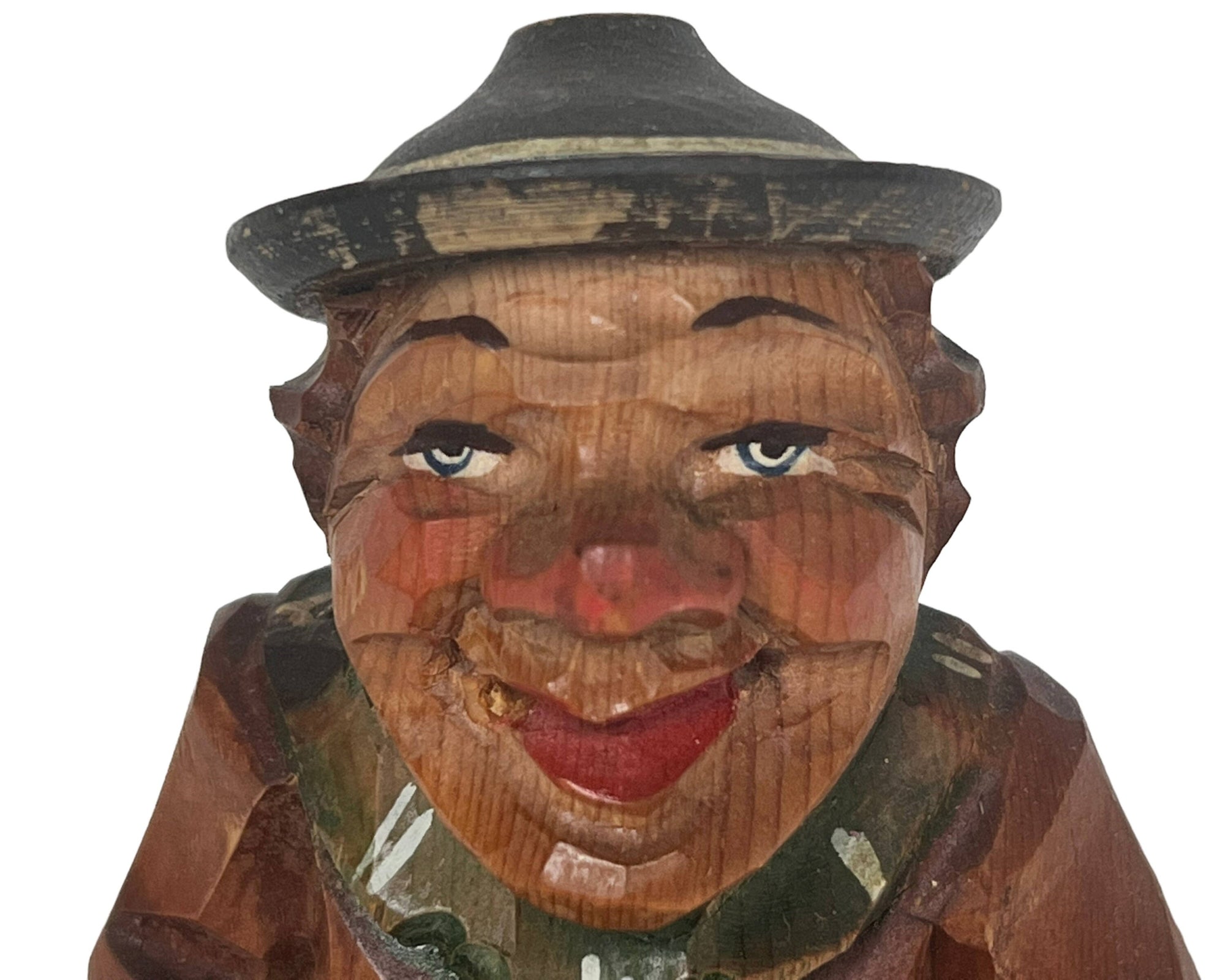 Vintage 1950s ANRI Wood Carving of Man Figure Figural Sculpture 5.75" - Poppy's Vintage Clothing