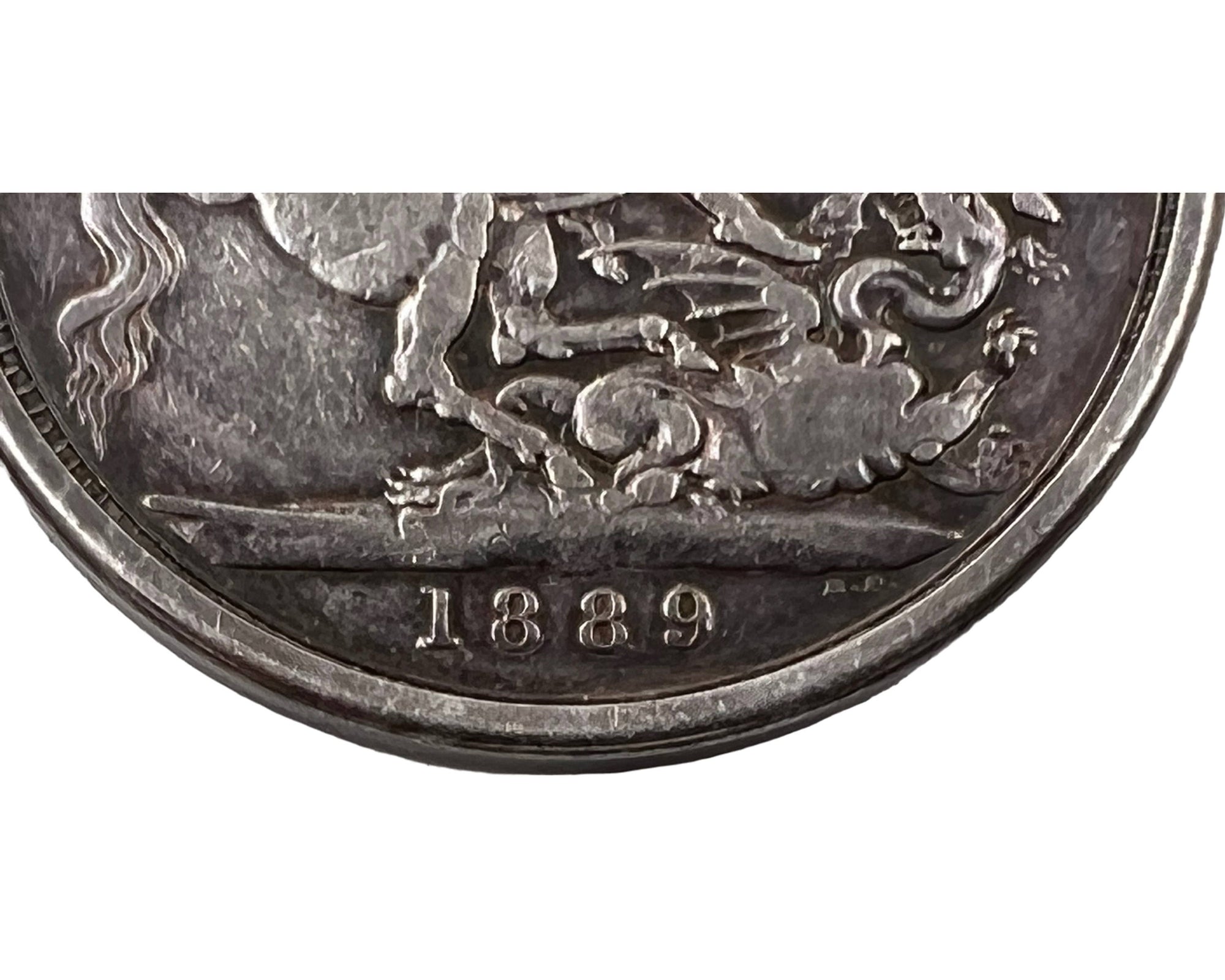 1889 Victoria Jubilee Silver Crown Coin in Pendant Holder United Kingdom - Poppy's Vintage Clothing