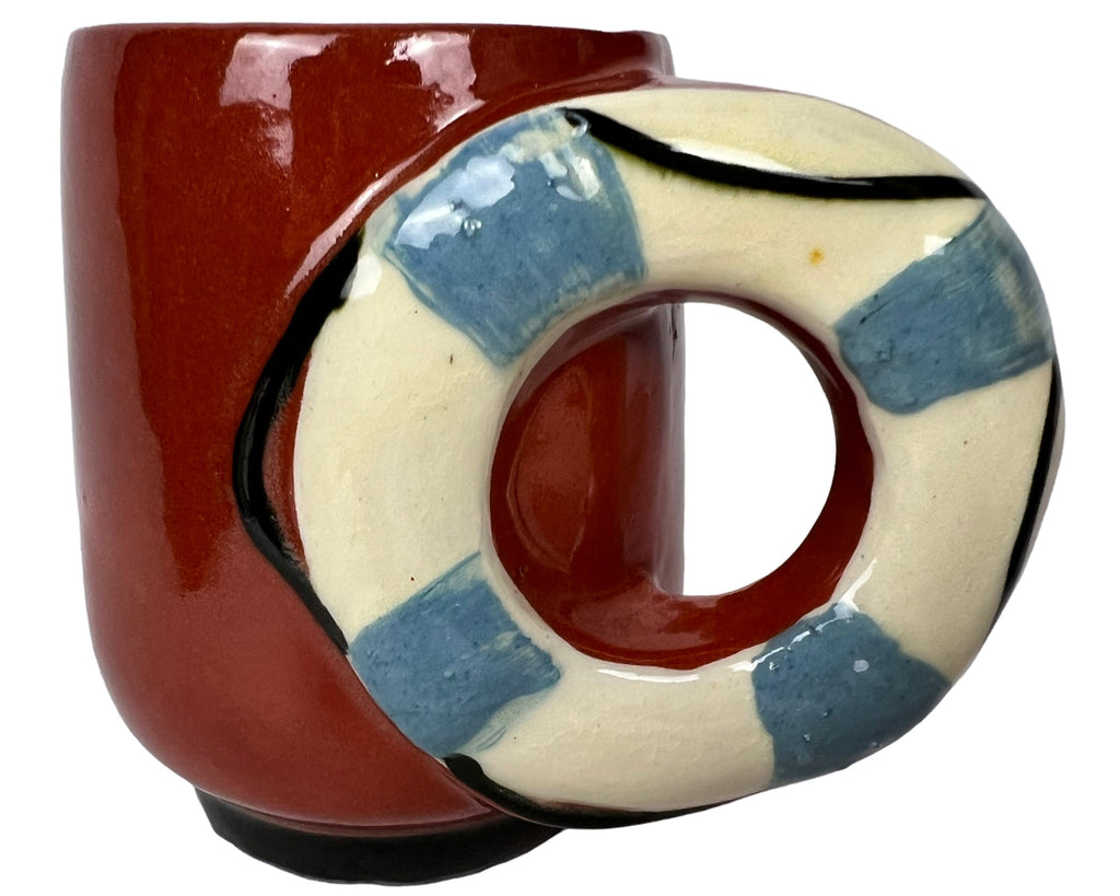 Vintage 1940s Quebec Pottery Nautical Mugs Marcel Choquette for Faiencerie dArt Marine Series - Poppy's Vintage Clothing