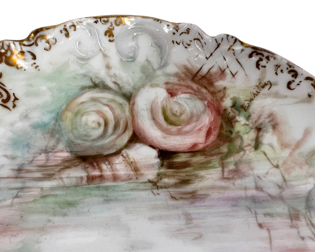 Antique Haviland Limoges Porcelain Plate Signed 1890s Montreal School of Art - Poppy's Vintage Clothing