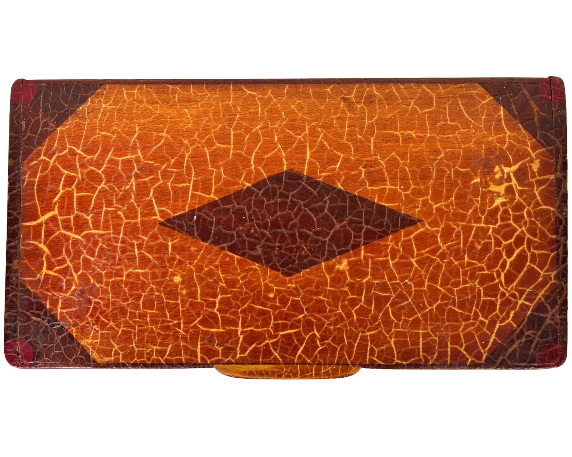 Vintage 1920s 30s Folk Art Wood Box Crackle Finish - Poppy's Vintage Clothing