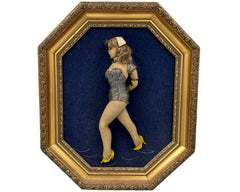 Vintage 1950s Stockinette Boudoir Doll Show Girl 3D Picture Wall Decor - Poppy's Vintage Clothing