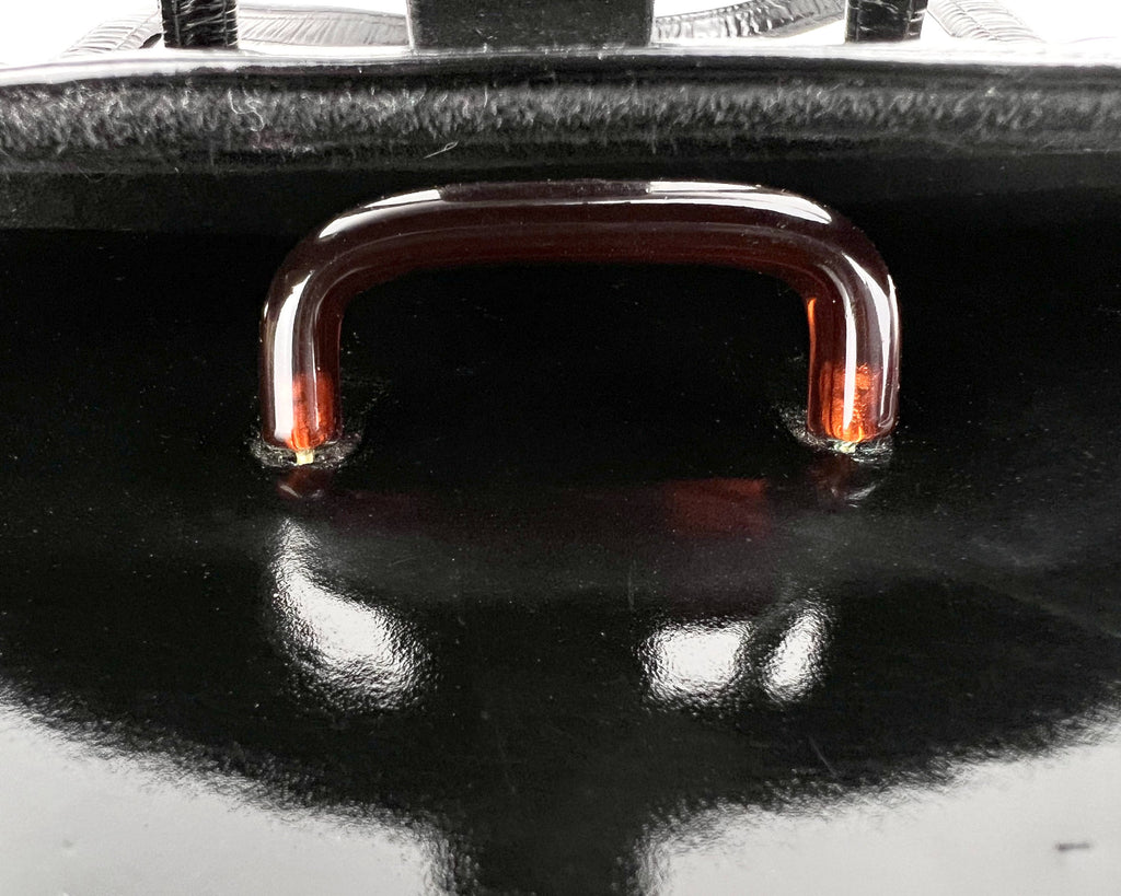 Vintage 1960s Italian Handbag Purse Black Patent Leather Mannelli Florence - VFG - Poppy's Vintage Clothing