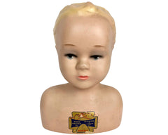 Vintage 1930s 40s Mannequin Head Plaster Bust Male Child Young Boy Hersey Knitting - Poppy's Vintage Clothing