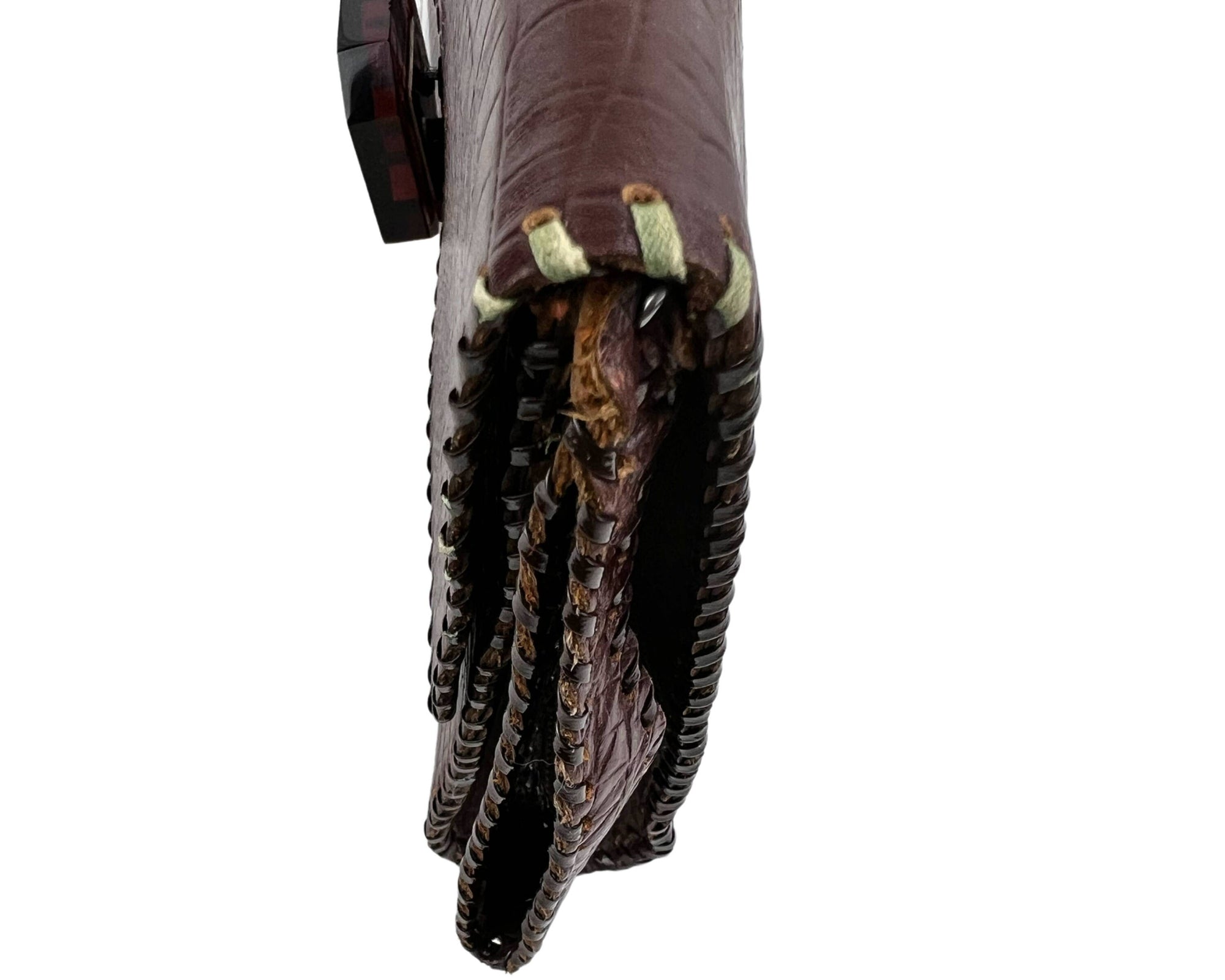 Vintage 1940s Clutch Purse Leather Handbag w Bakelite Type Clasp - VFG - Poppy's Vintage Clothing