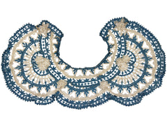 Large Antique Victorian Lace Collar Hand Made Blue & Ecru Bedfordshire ? - Poppy's Vintage Clothing