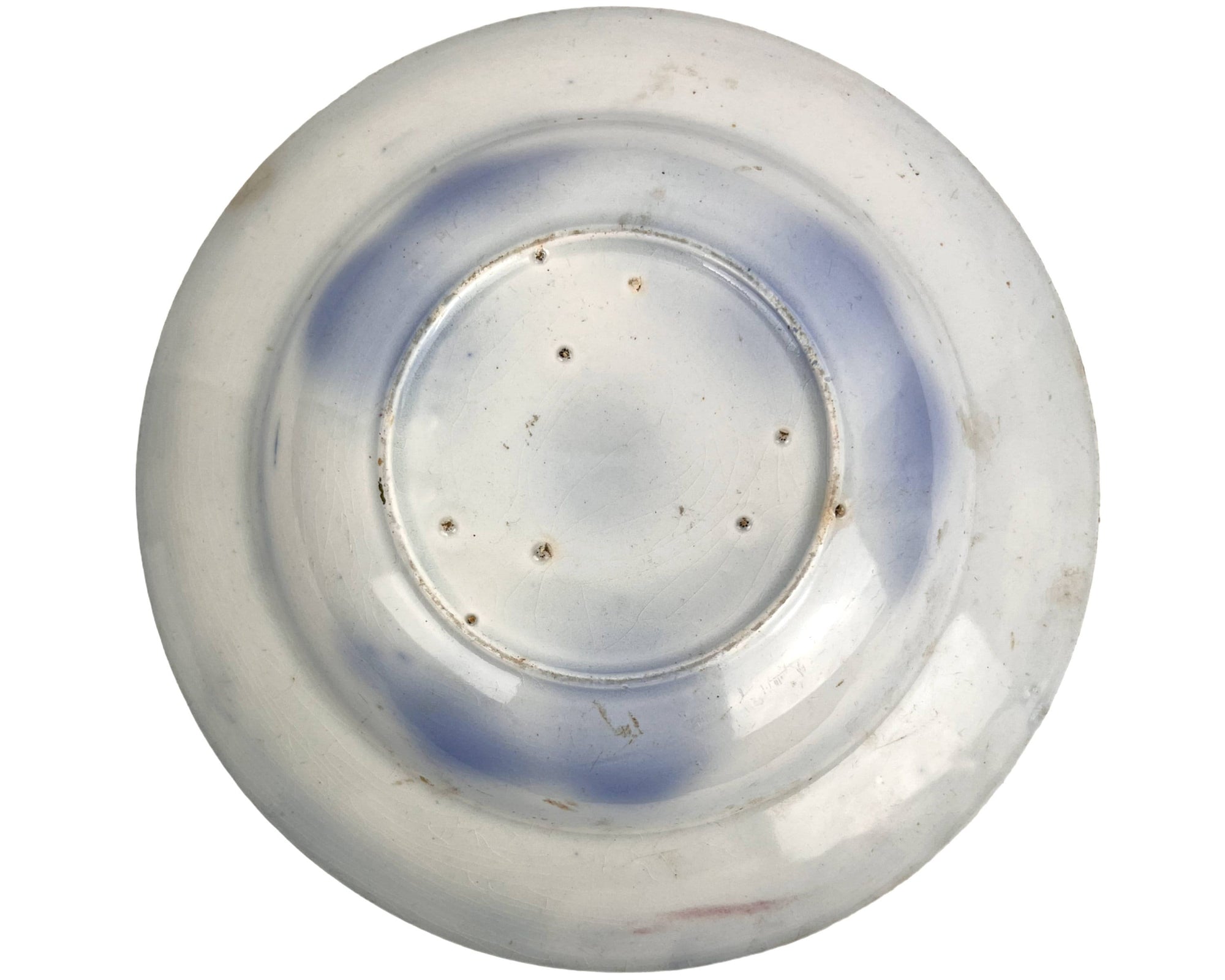 Antique Quebec Portneuf Pottery Rimmed Bowl Scottish Spongeware 19th c Canada - Poppy's Vintage Clothing