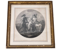 Antique 18th c Neoclassical Engraving Angelika Kauffmann Prudence and Beauty Thomas Ryder Engraver - Poppy's Vintage Clothing