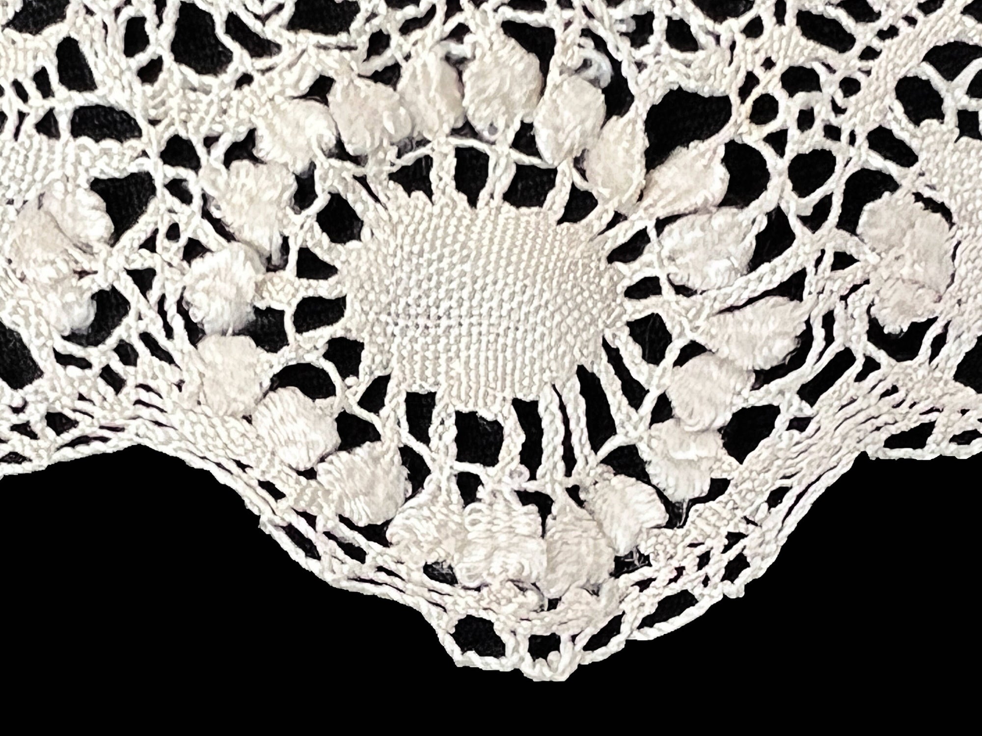Large Antique Maltese Silk Lace Collar Hand Made Victorian Era - Poppy's Vintage Clothing