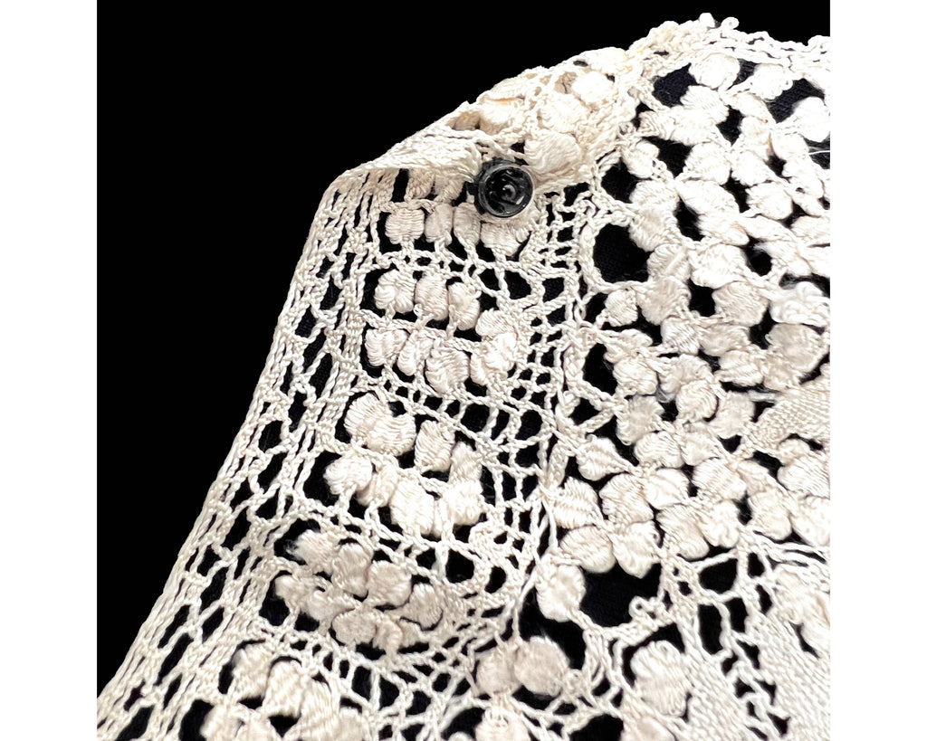 Large Antique Maltese Silk Lace Collar Hand Made Victorian Era - Poppy's Vintage Clothing