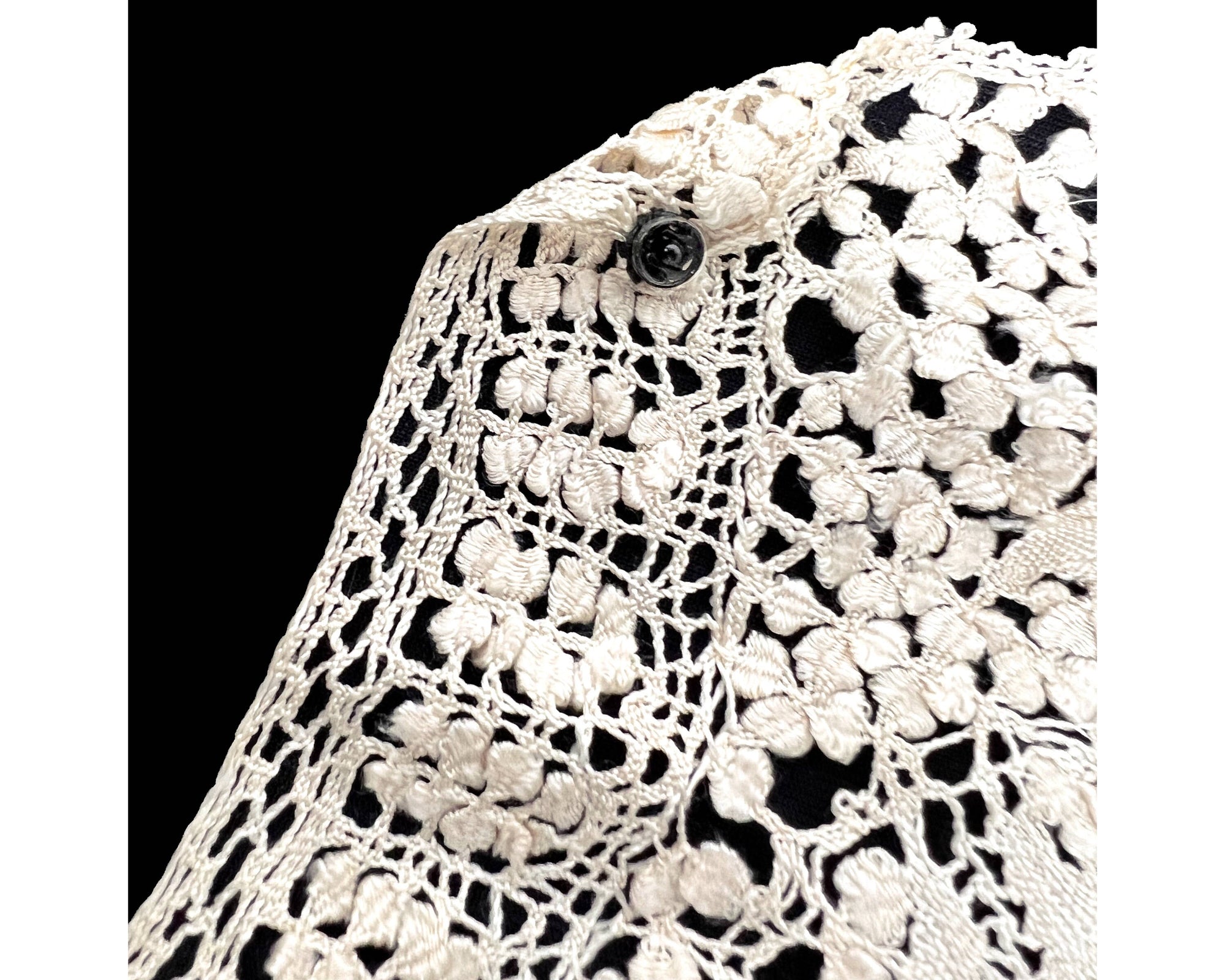 Large Antique Maltese Silk Lace Collar Hand Made Victorian Era - Poppy's Vintage Clothing
