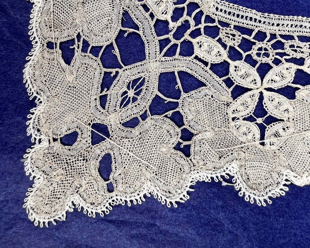 Antique Lace Collar Belgian Point Duchesse or Rosaline Hand Made Victorian Era - Poppy's Vintage Clothing