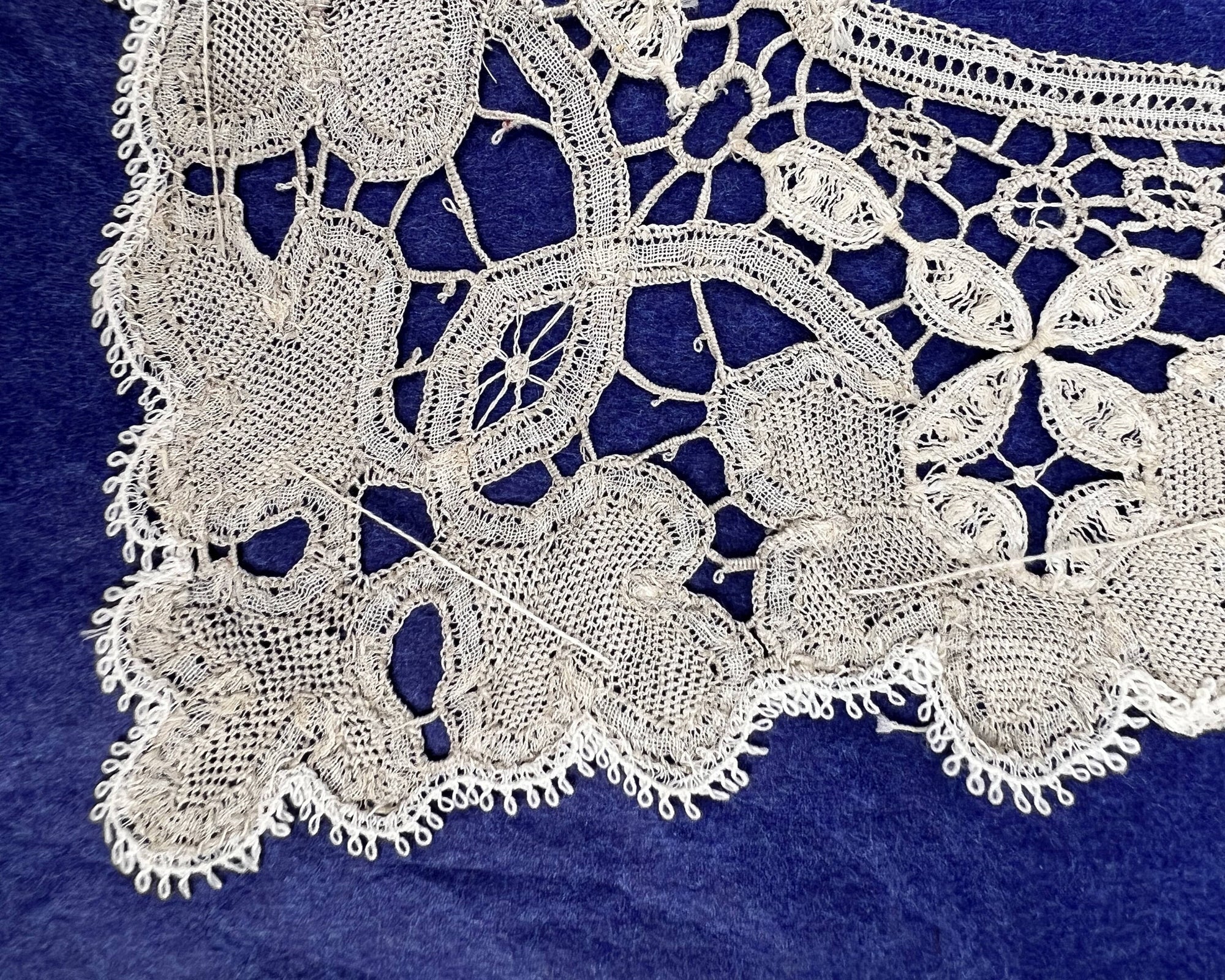Antique Lace Collar Belgian Point Duchesse or Rosaline Hand Made Victorian Era - Poppy's Vintage Clothing