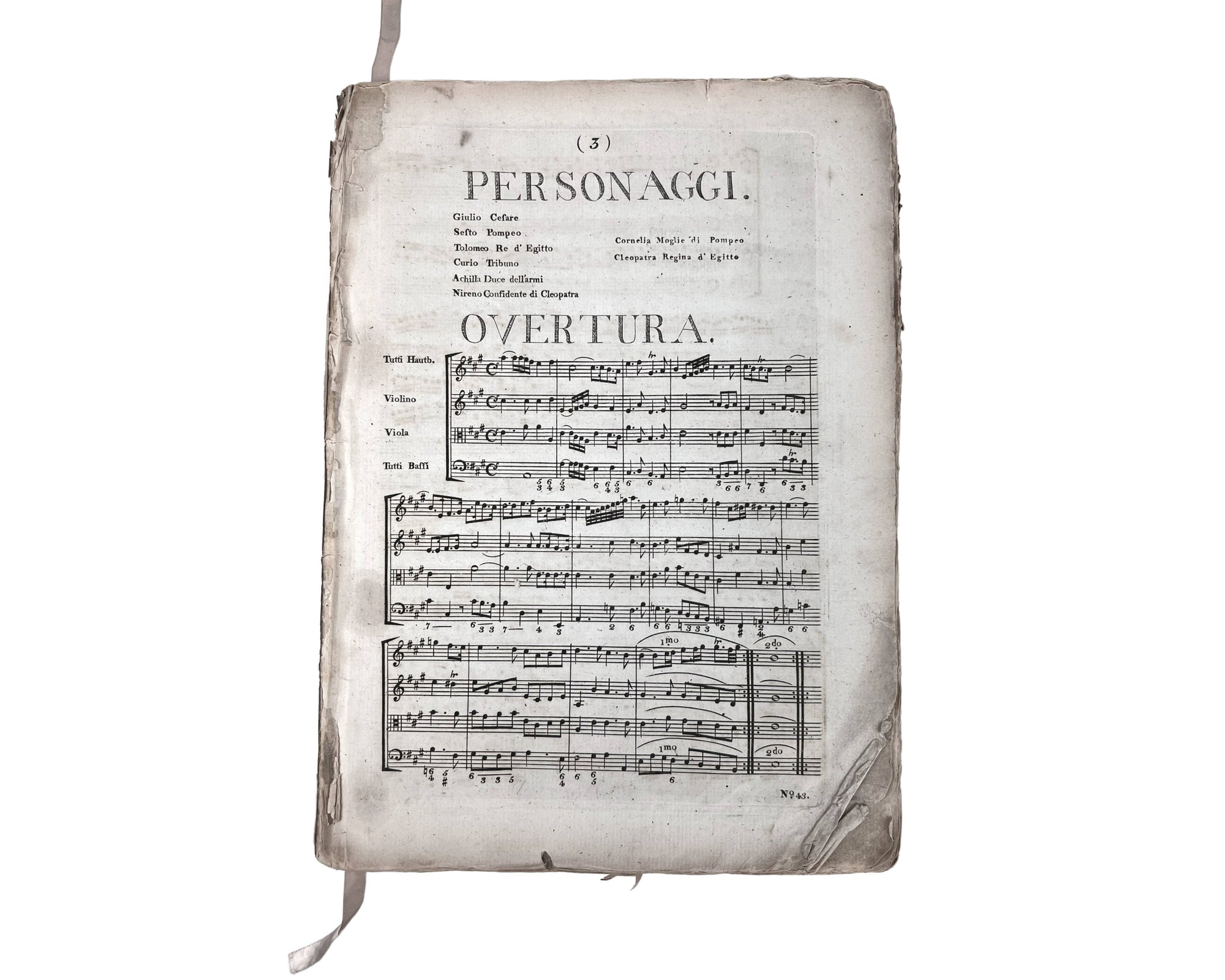 Rare Antique 18th c Musical Score GF Handel Giulio Cesare Opera in Tre Atti 1723 - Poppy's Vintage Clothing