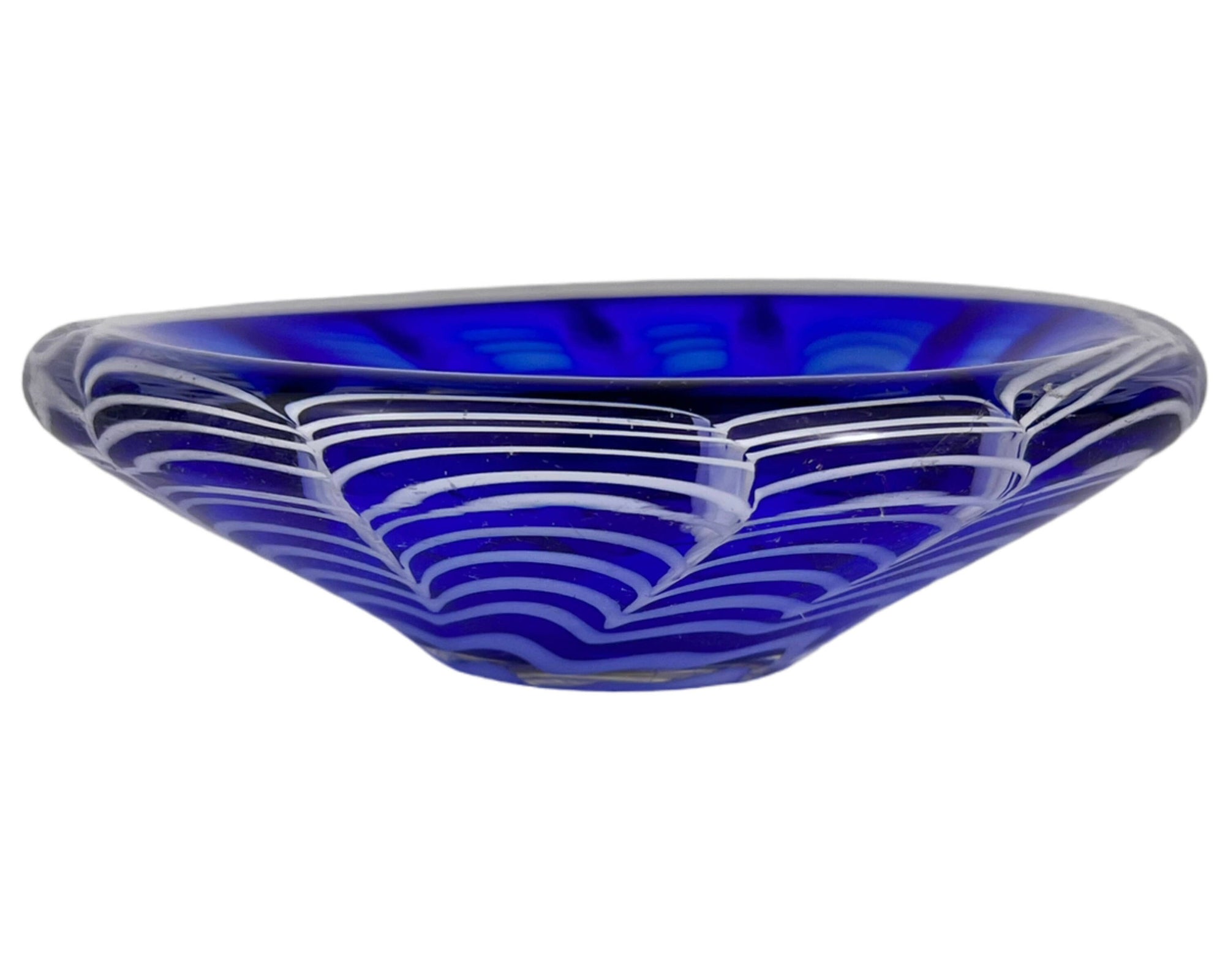 Rare Vintage 1950s Flygsfors Glass Bowl Paul Kedelv Signed 1954 - Poppy's Vintage Clothing