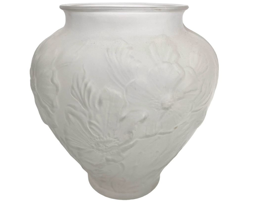 1920s Consolidated Art Glass Deco Martele Vase Poppies Pattern Satin Glass - Poppy's Vintage Clothing