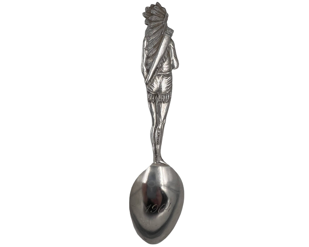 Antique Indian Souvenir Spoon Trinity Church NY Sterling Silver Shepard Mfg 1904 - Poppy's Vintage Clothing