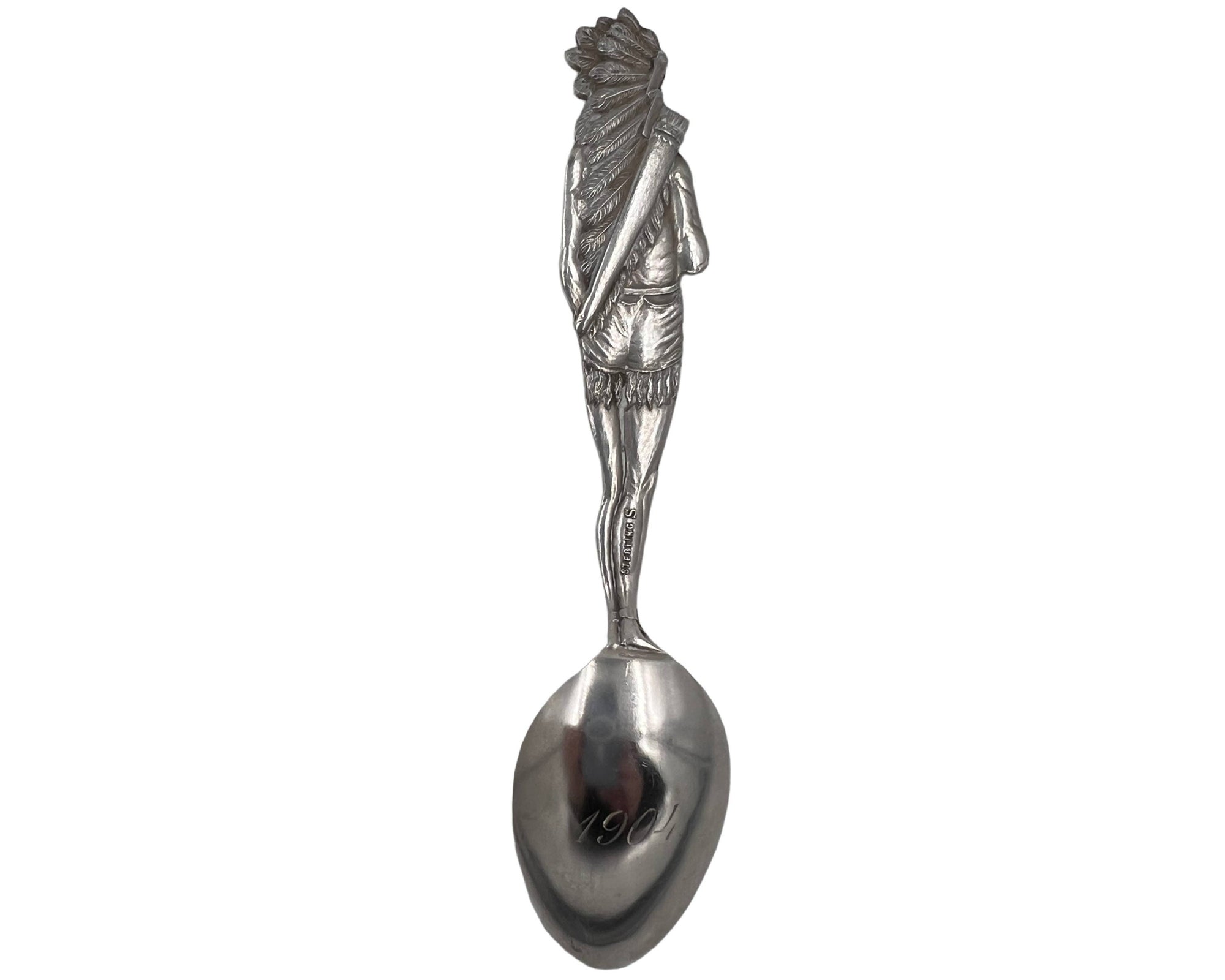 Antique Indian Souvenir Spoon Trinity Church NY Sterling Silver Shepard Mfg 1904 - Poppy's Vintage Clothing