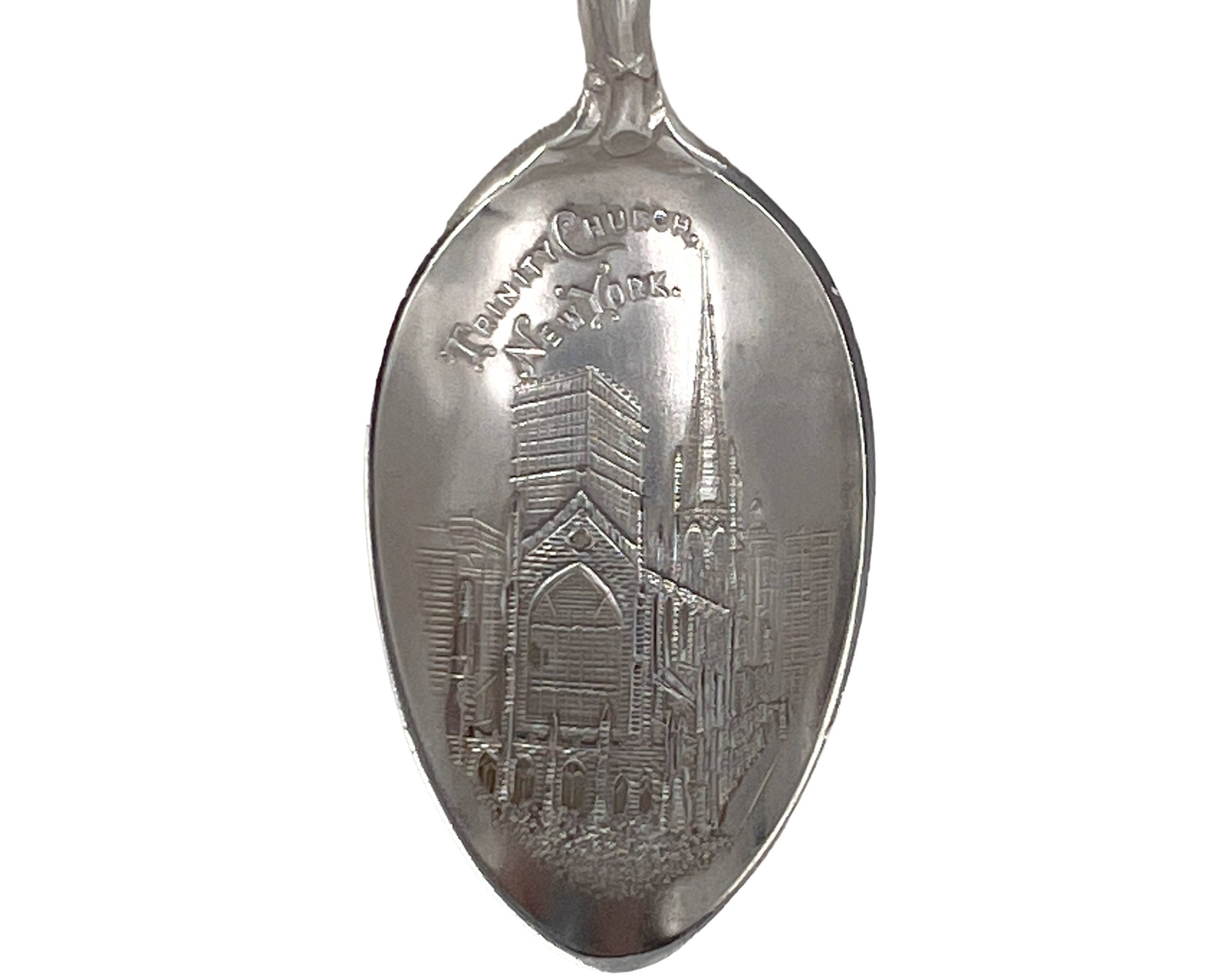 Antique Indian Souvenir Spoon Trinity Church NY Sterling Silver Shepard Mfg 1904 - Poppy's Vintage Clothing