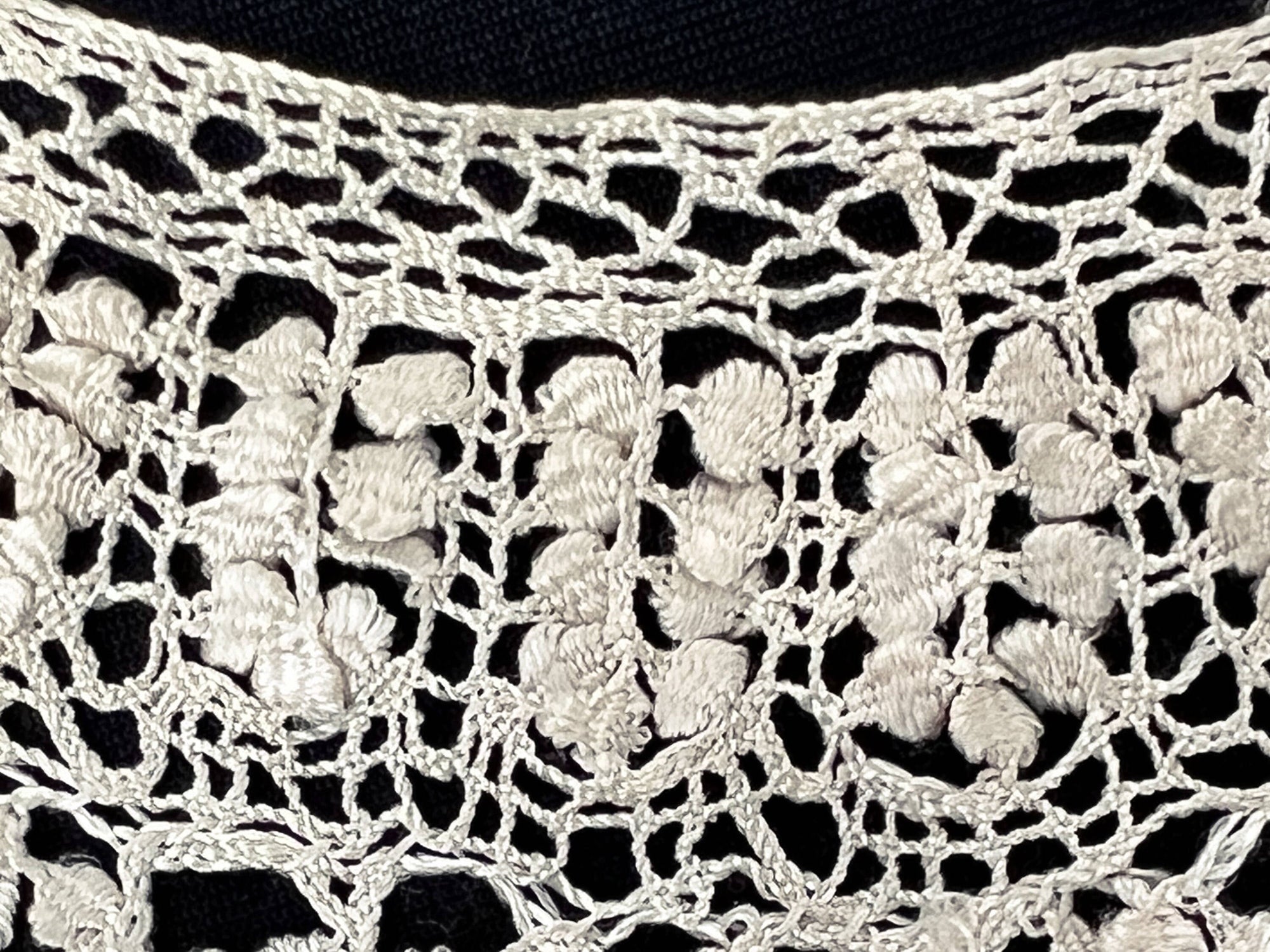 Large Antique Maltese Silk Lace Collar Hand Made Victorian Era - Poppy's Vintage Clothing