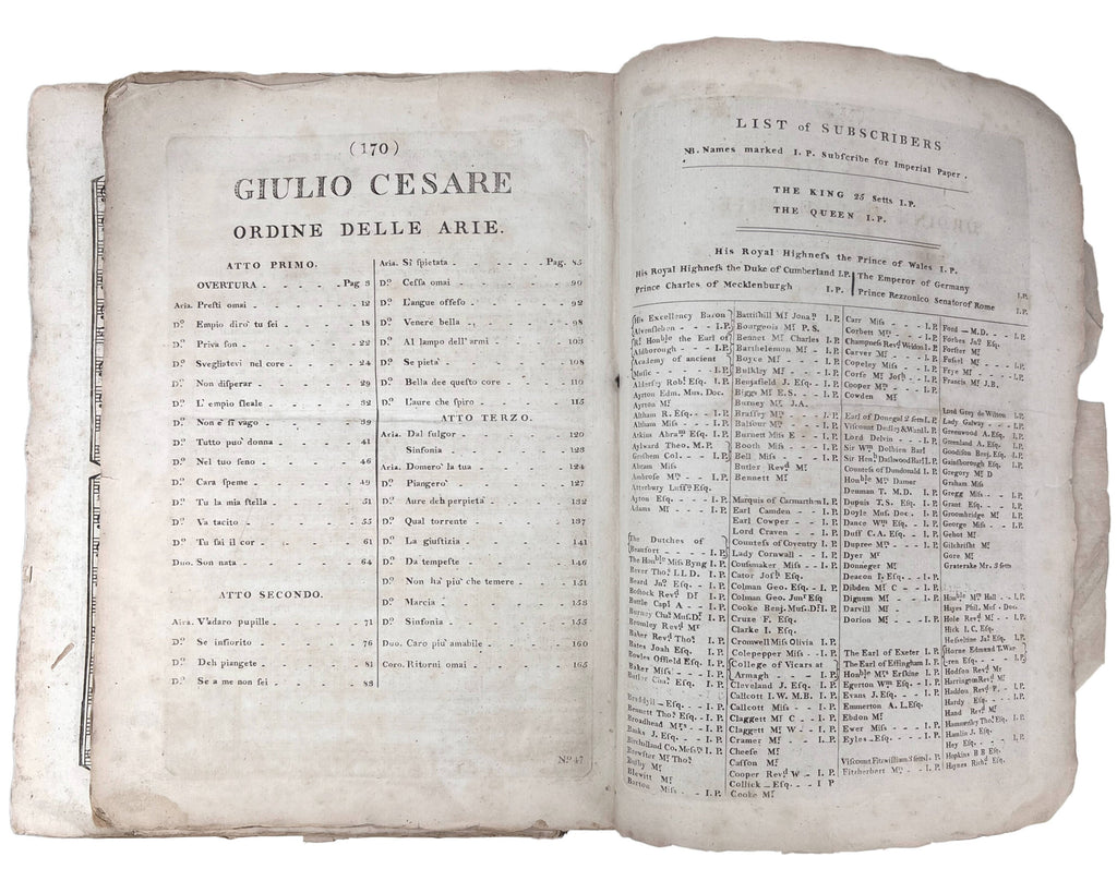 Rare Antique 18th c Musical Score GF Handel Giulio Cesare Opera in Tre Atti 1723 - Poppy's Vintage Clothing