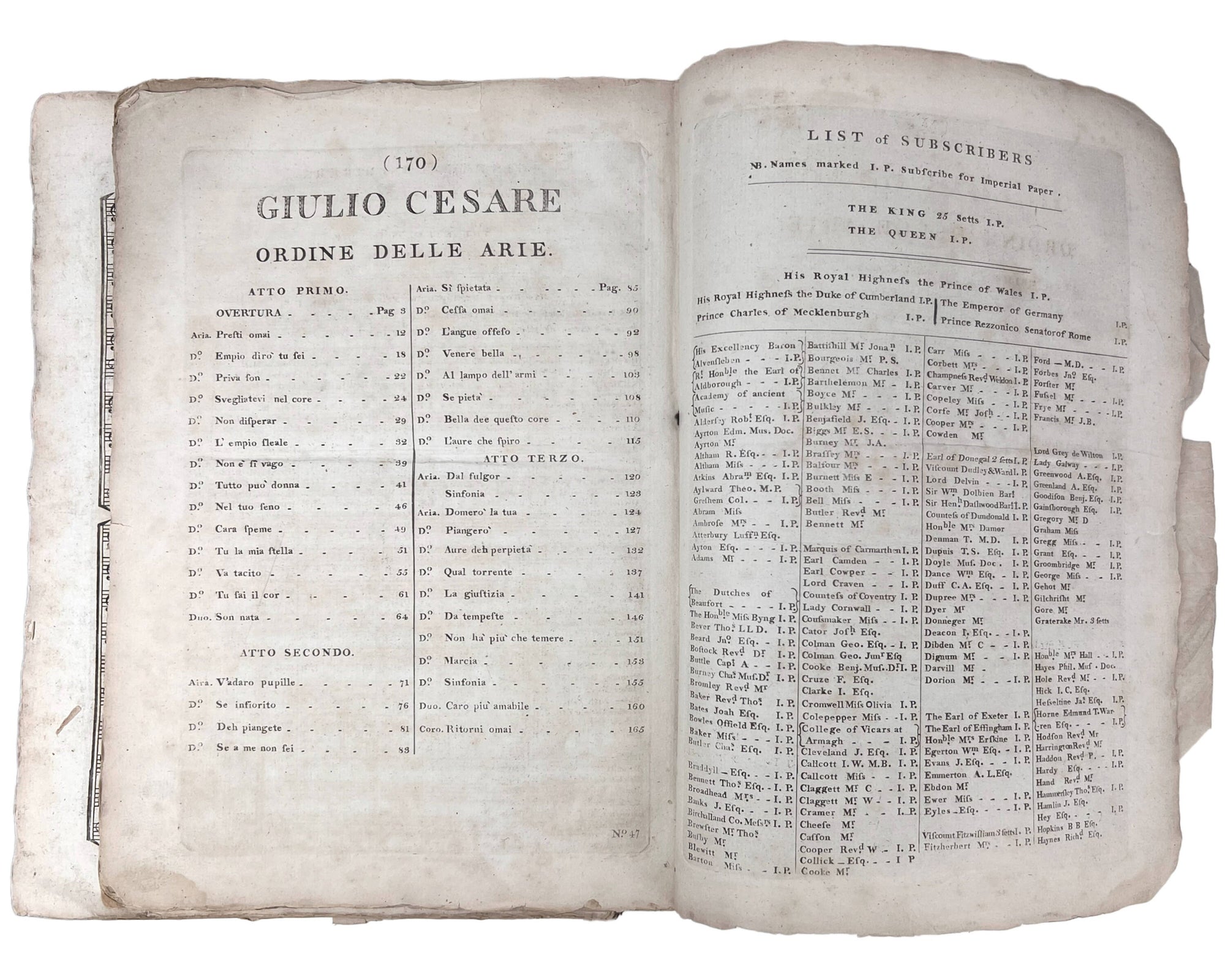 Rare Antique 18th c Musical Score GF Handel Giulio Cesare Opera in Tre Atti 1723 - Poppy's Vintage Clothing