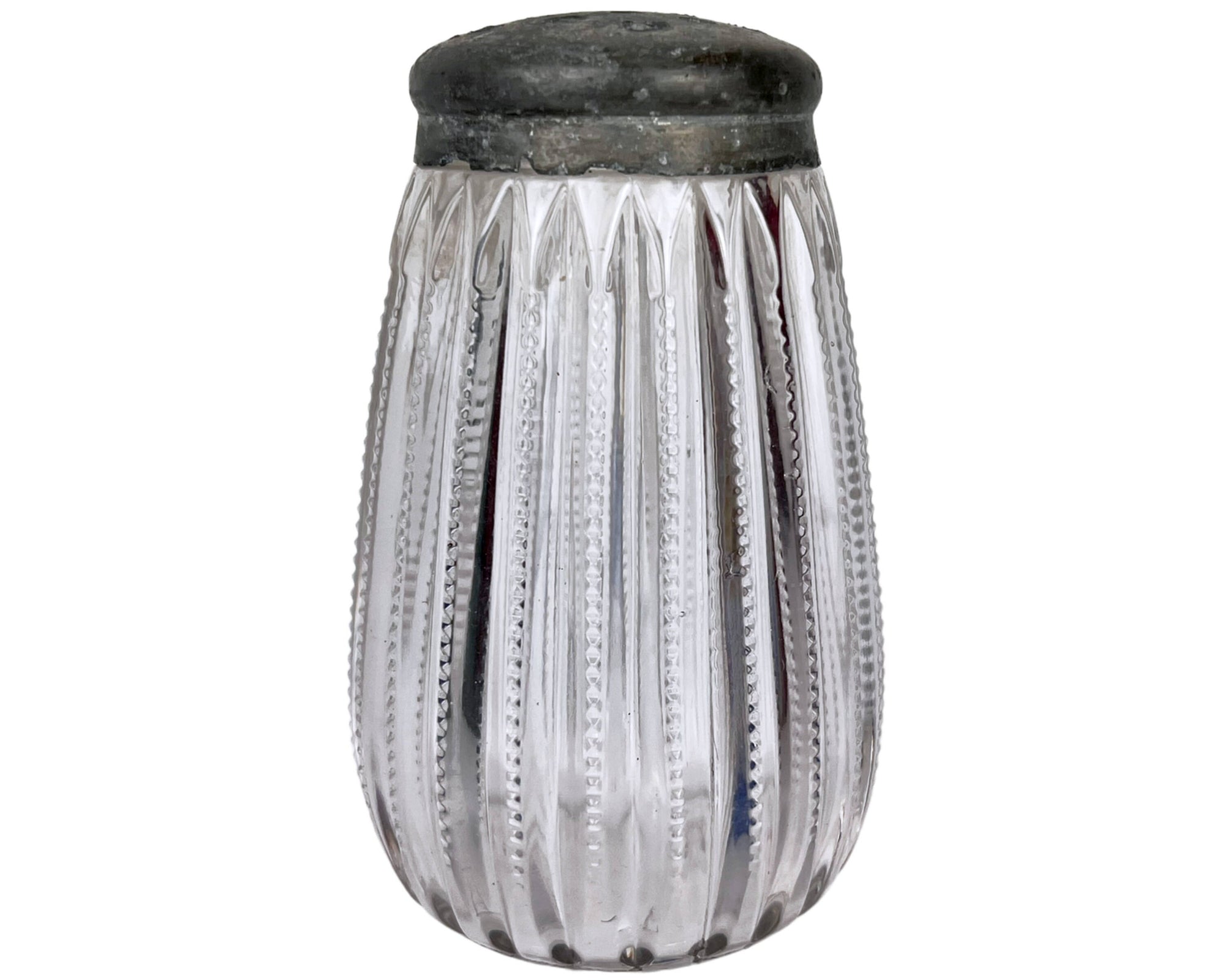 Antique ABP American Brilliant Glass Sugar Shaker Notched Mitres - Poppy's Vintage Clothing