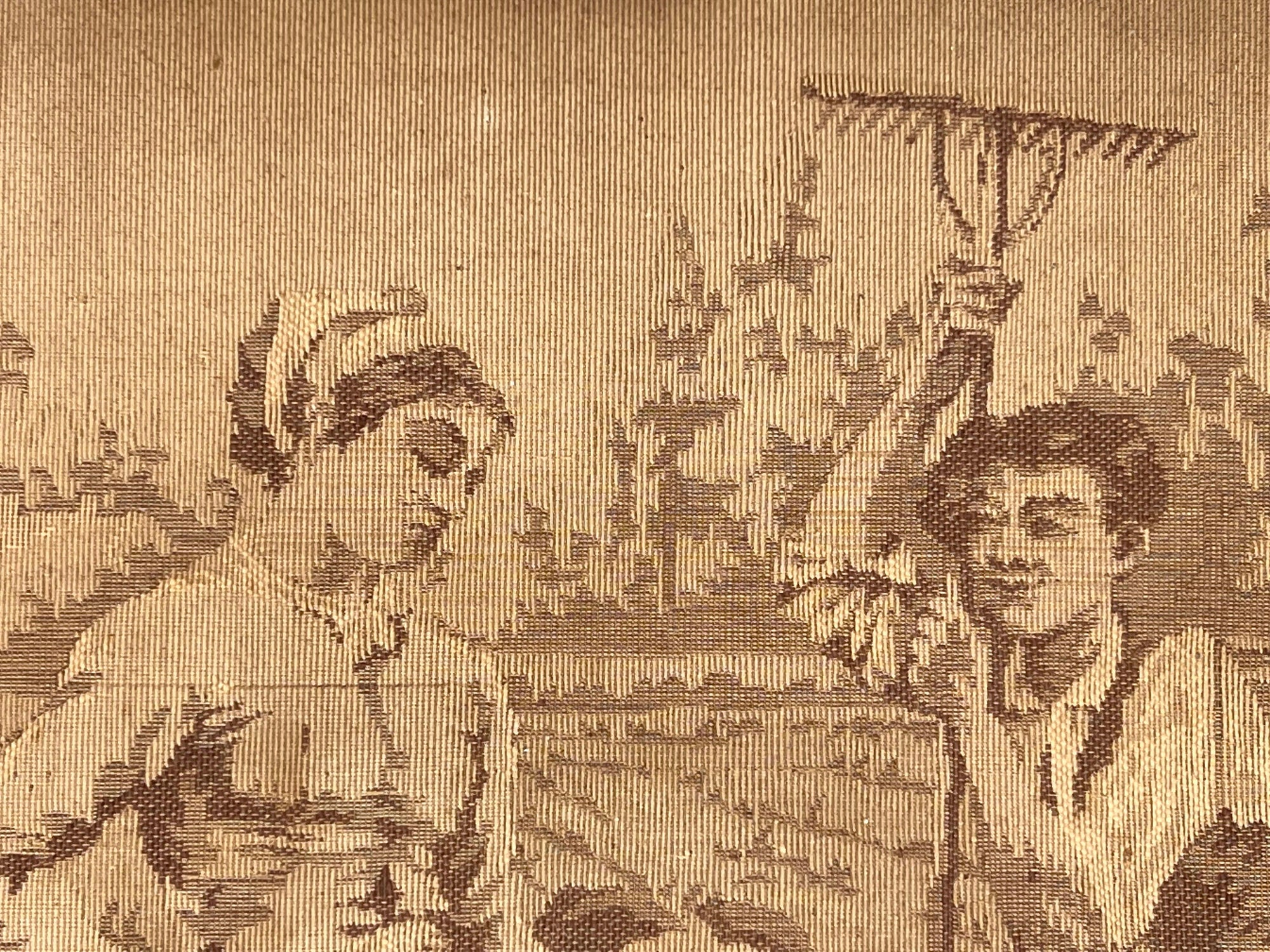 Antique Tapestry Farmer Couple with Cows Machine Made 12.5 x 17.25 - Poppy's Vintage Clothing