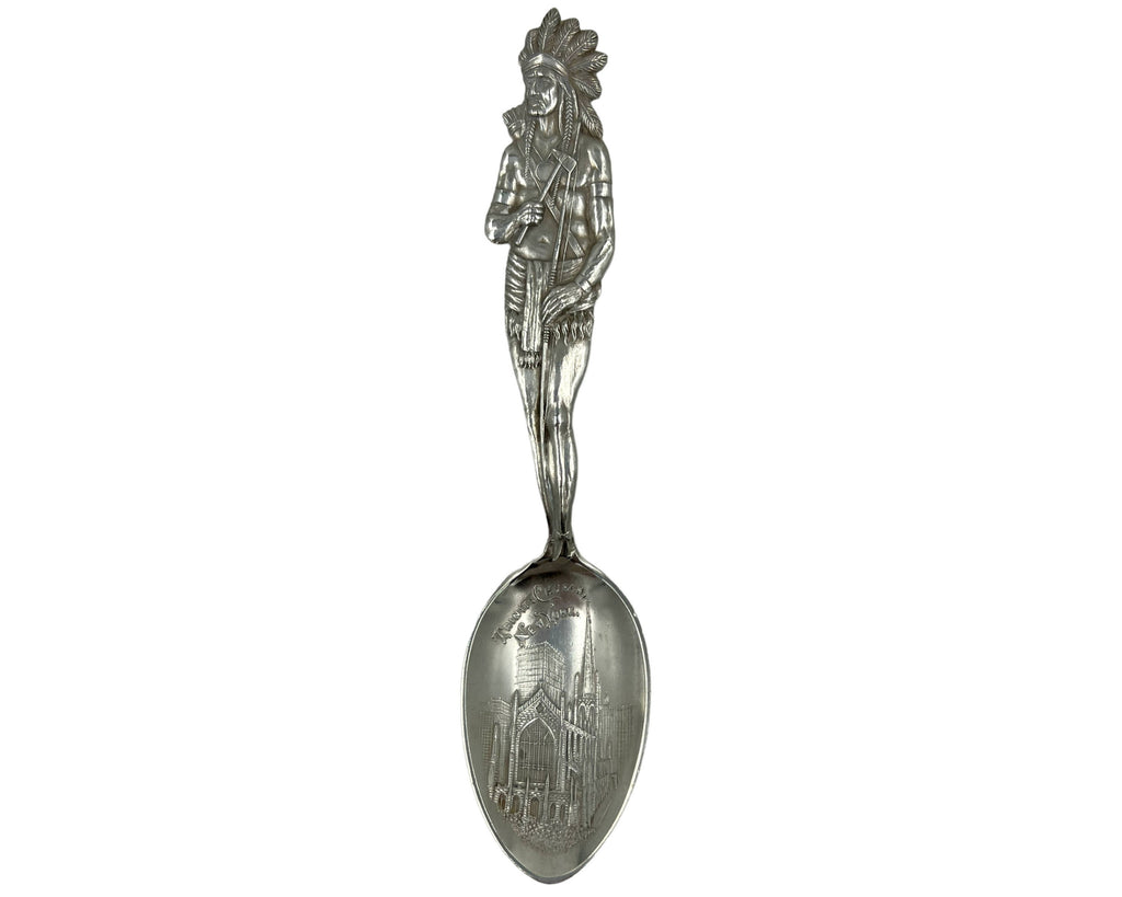 Antique Indian Souvenir Spoon Trinity Church NY Sterling Silver Shepard Mfg 1904 - Poppy's Vintage Clothing