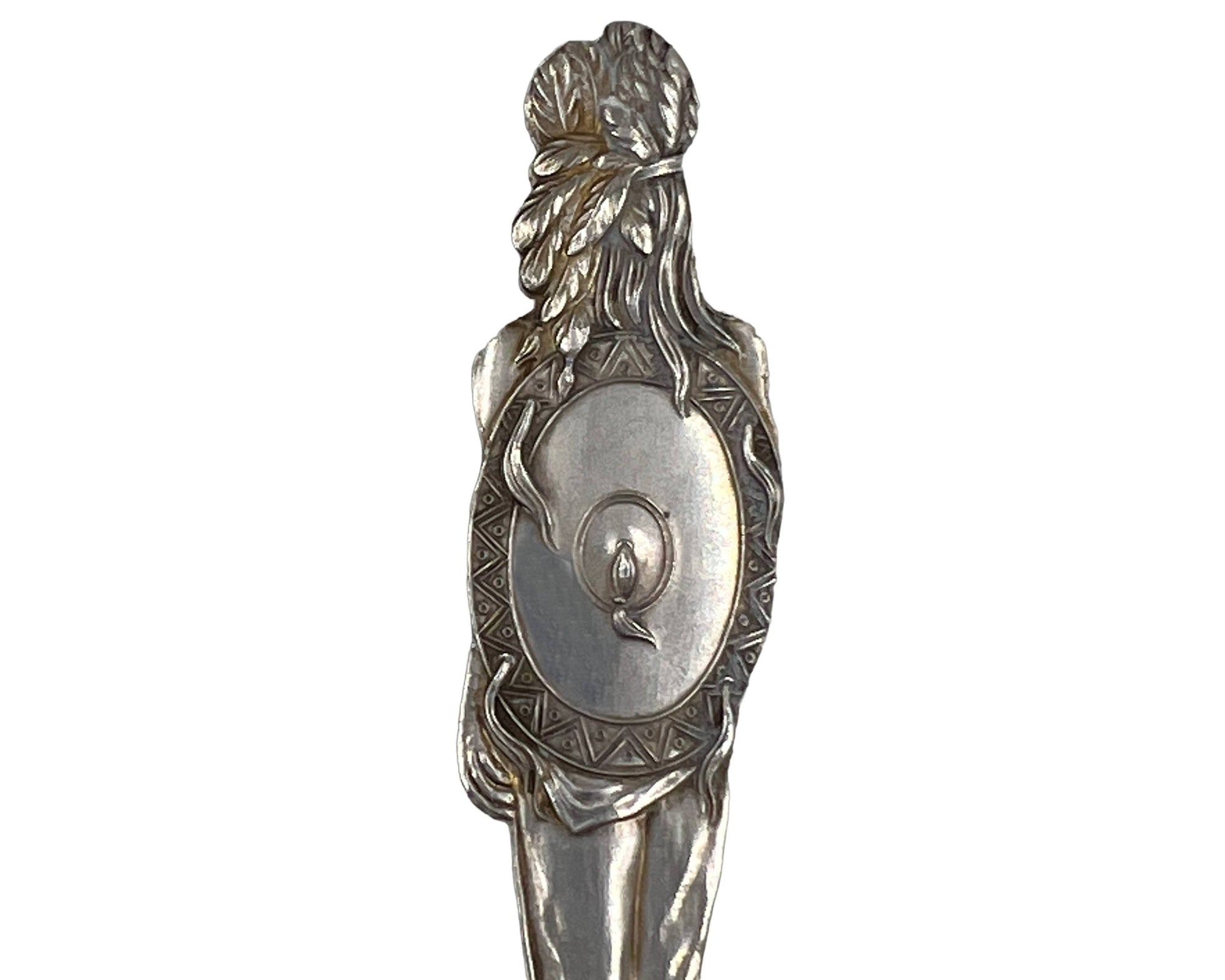 Antique Indian Souvenir Spoon Fr Marquette St Ignace MI Sterling Silver Watson Mfg - Poppy's Vintage Clothing