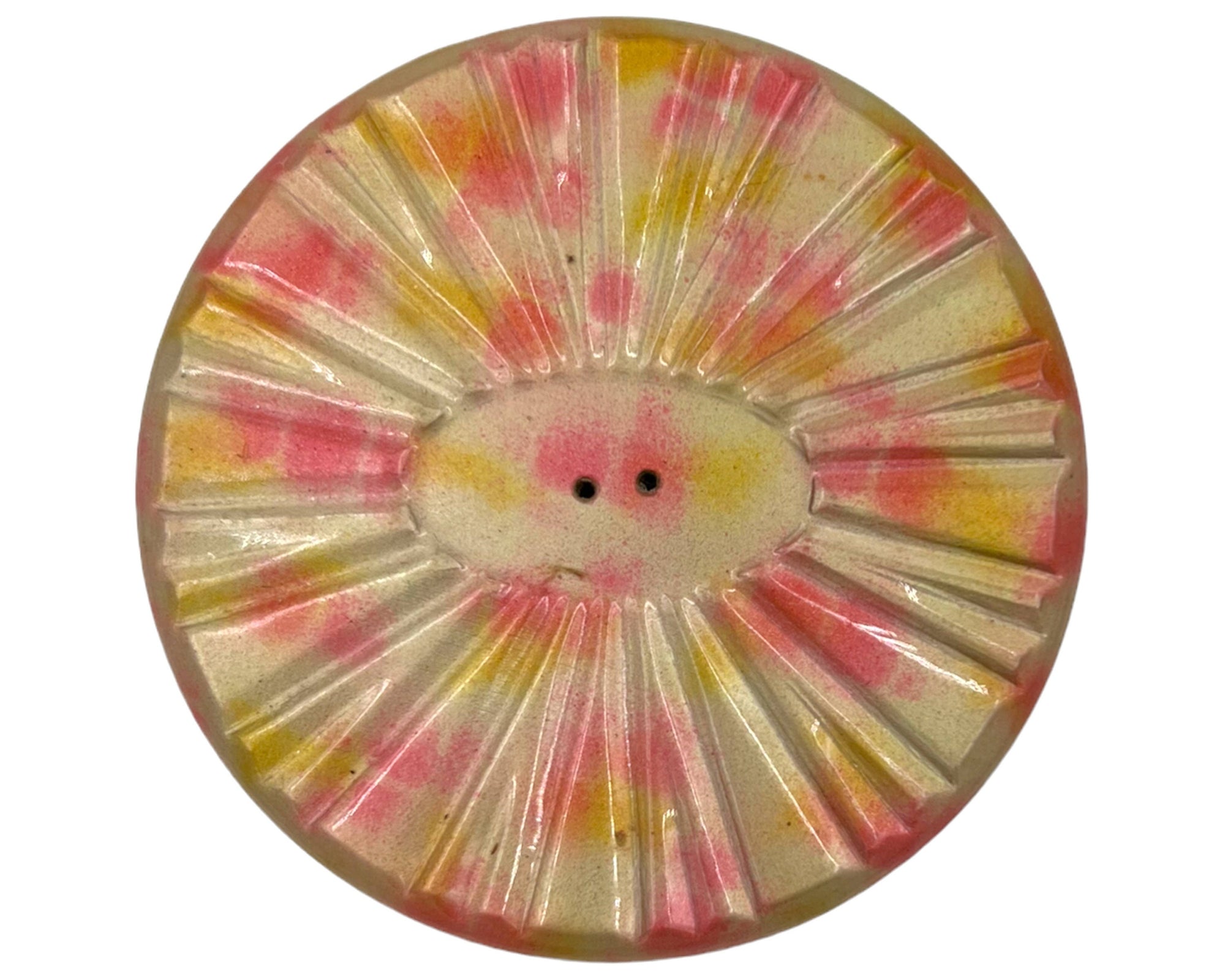 Huge Vintage 1920s Flapper Button Sunburst Celluloid 2 7/8 Diameter - Poppy's Vintage Clothing