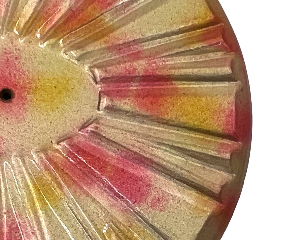 Huge Vintage 1920s Flapper Button Sunburst Celluloid 2 7/8 Diameter - Poppy's Vintage Clothing