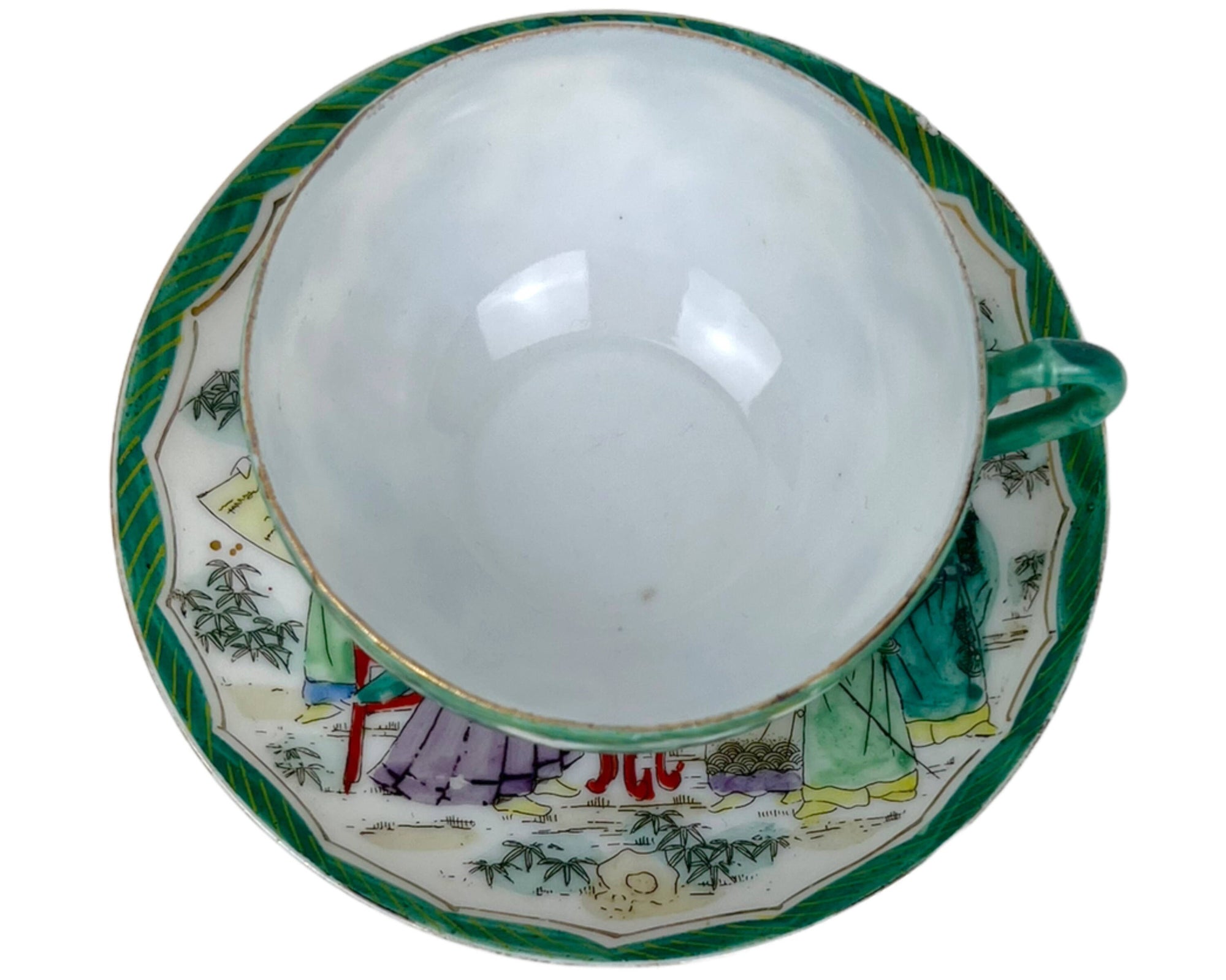 Vintage 1920s Japanese Eggshell Porcelain Tea Cup & Saucer Wise Men - Poppy's Vintage Clothing