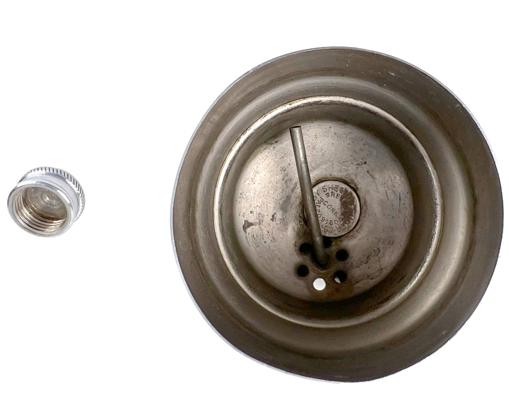 Art Deco Glass Cocktail Shaker Derby Shelton Connecticut w Silver Rings & Chrome Top - Poppy's Vintage Clothing