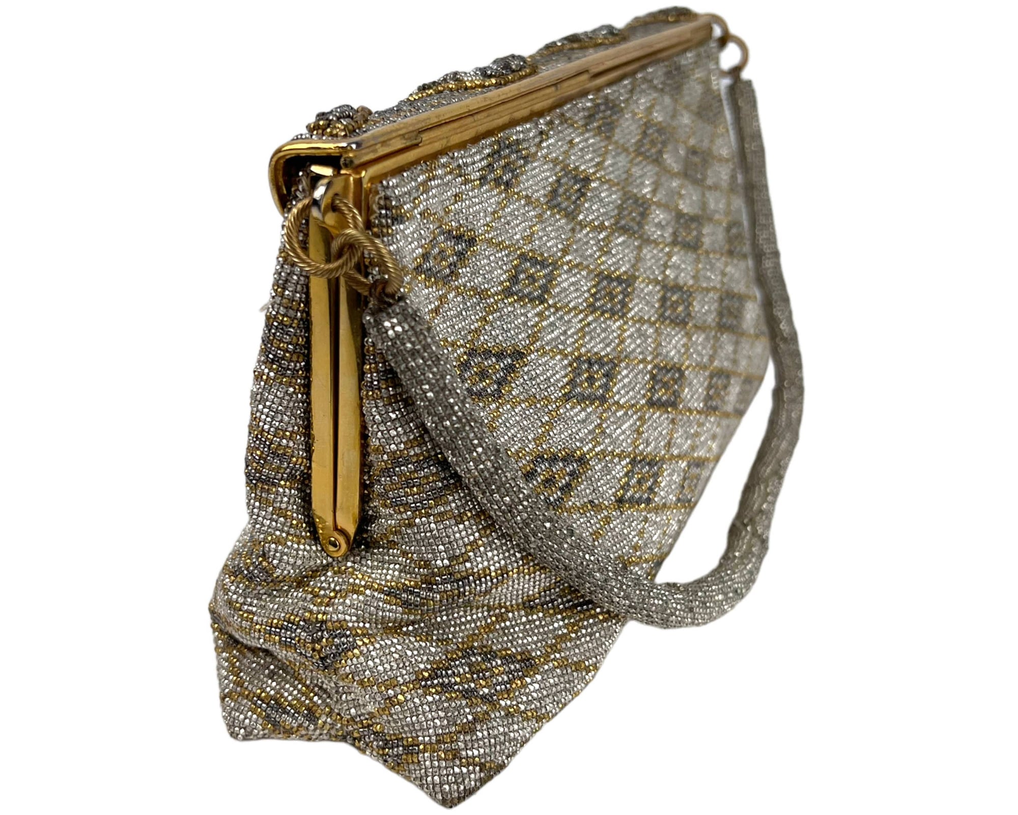 Vintage 1950s Morabito Paris Evening Purse Micro Steel Beaded Bag Made in France - Poppy's Vintage Clothing