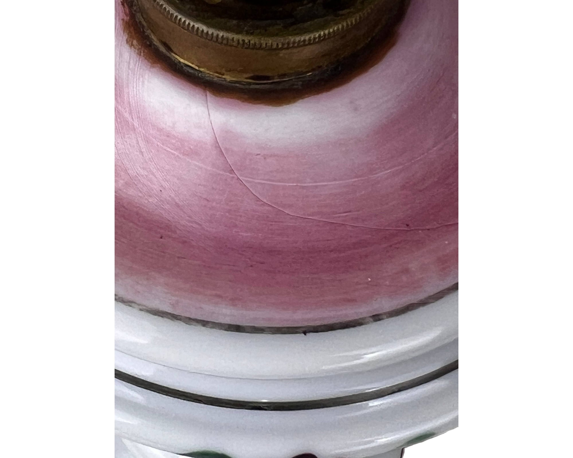 Antique Oil Lamp Painted Milk Glass w Hungarian Keolupper Budapest Burner - Poppy's Vintage Clothing