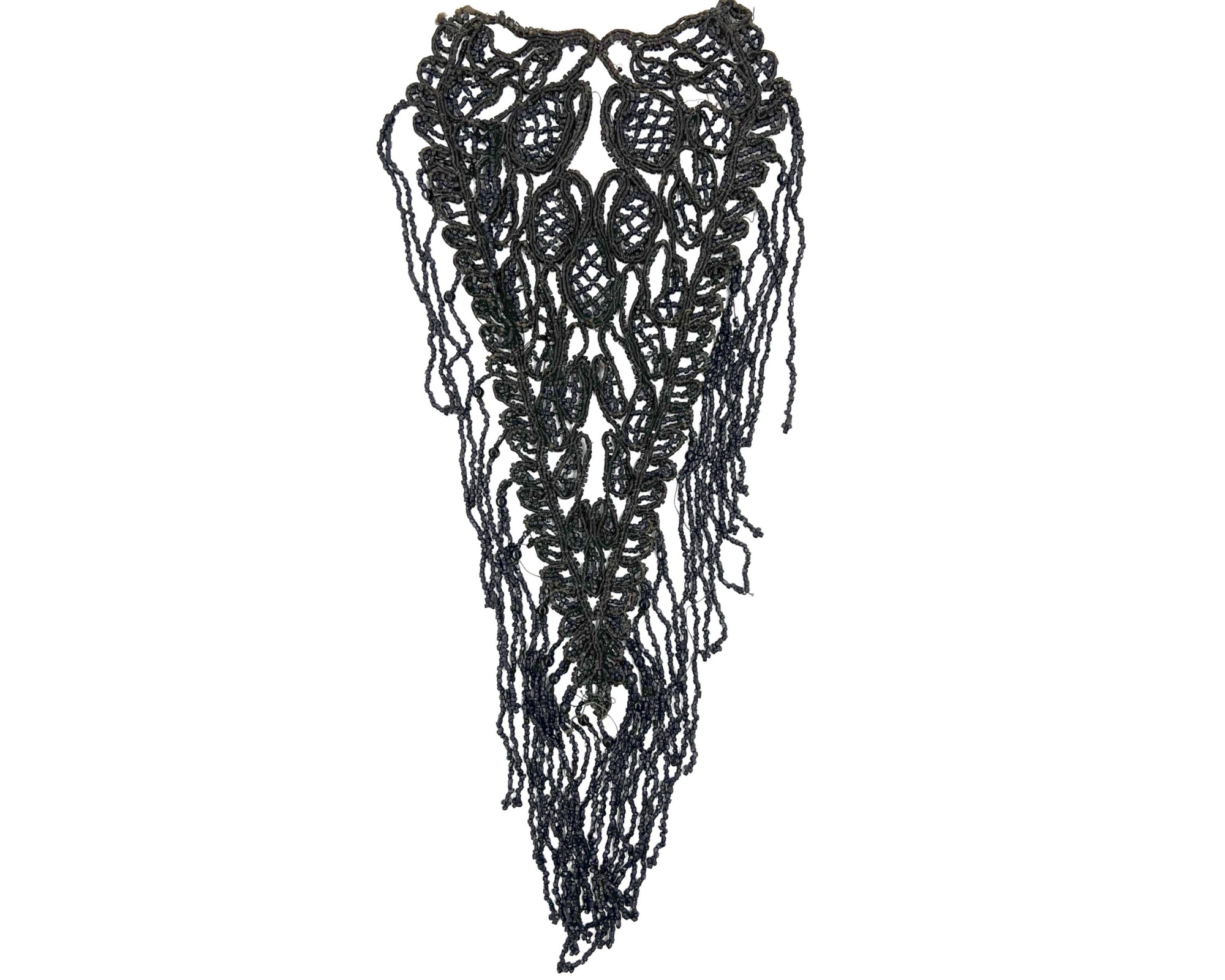 Authentic Antique Victorian Jet Bead Fringed Bib Necklace Jewelry - Poppy's Vintage Clothing