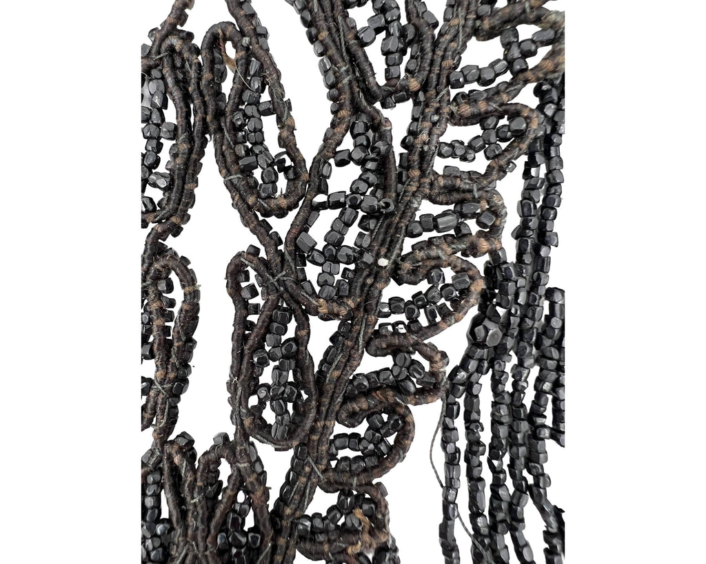 Authentic Antique Victorian Jet Bead Fringed Bib Necklace Jewelry - Poppy's Vintage Clothing