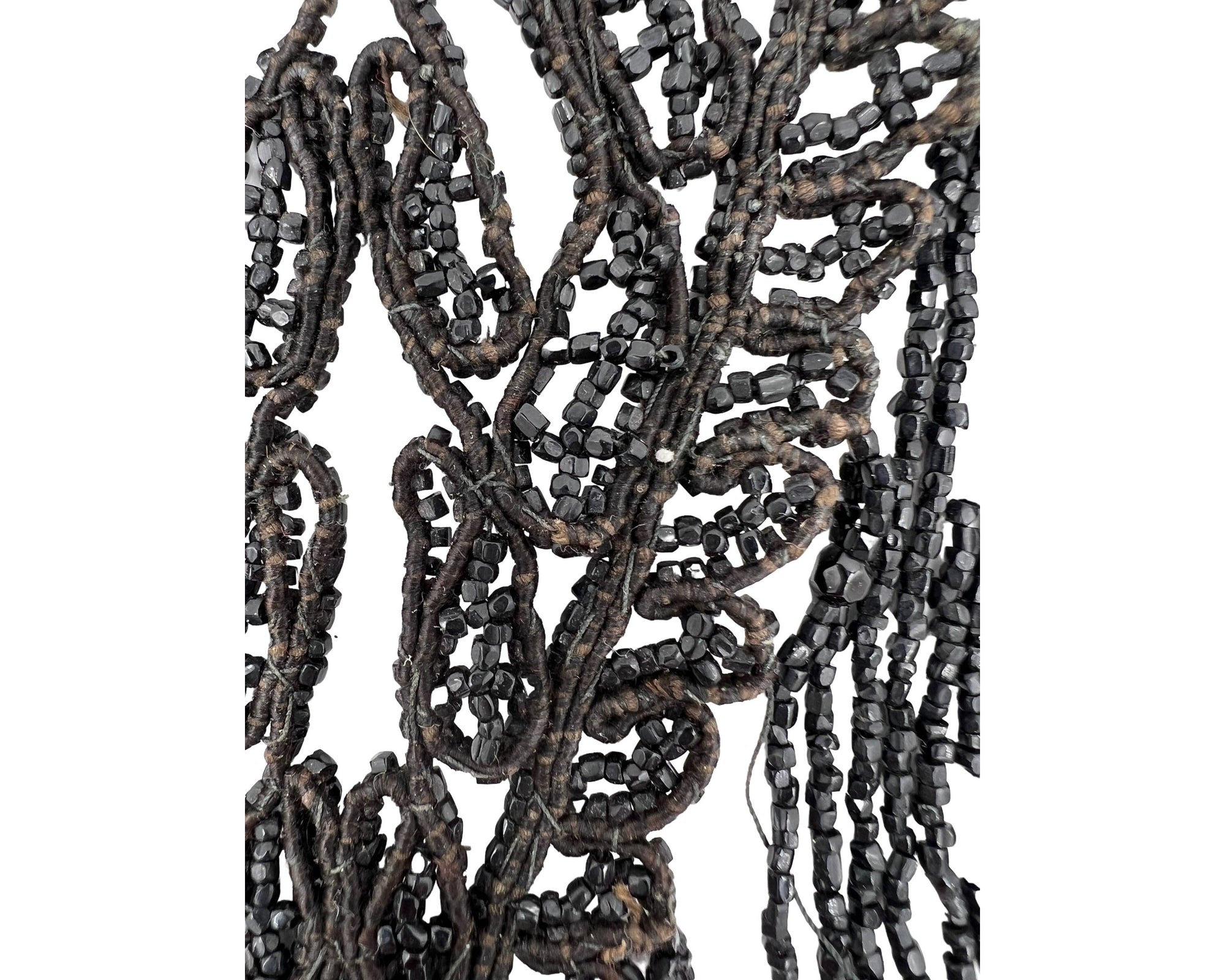 Authentic Antique Victorian Jet Bead Fringed Bib Necklace Jewelry - Poppy's Vintage Clothing