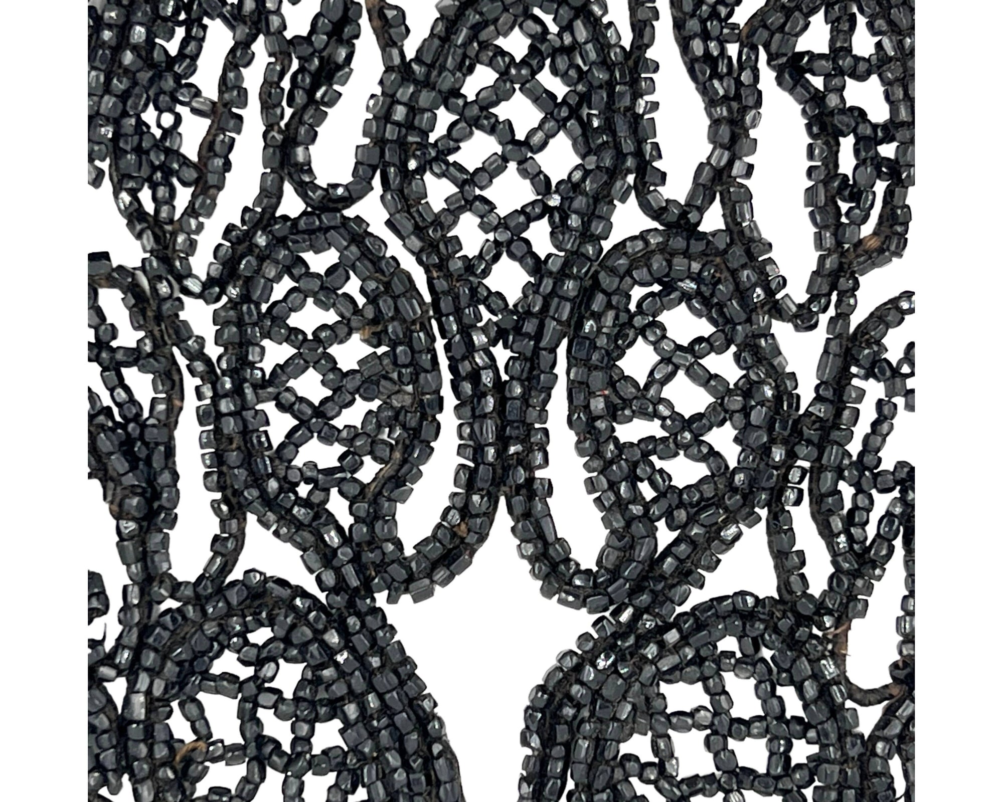 Authentic Antique Victorian Jet Bead Fringed Bib Necklace Jewelry - Poppy's Vintage Clothing