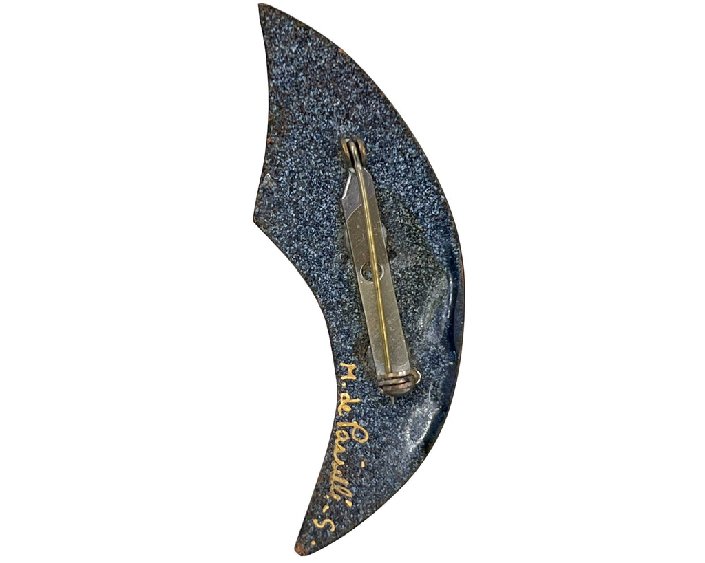 Modernist de Passille Sylvestre Enamel Brooch Pin 1960s Design Quebec VFG - Poppy's Vintage Clothing