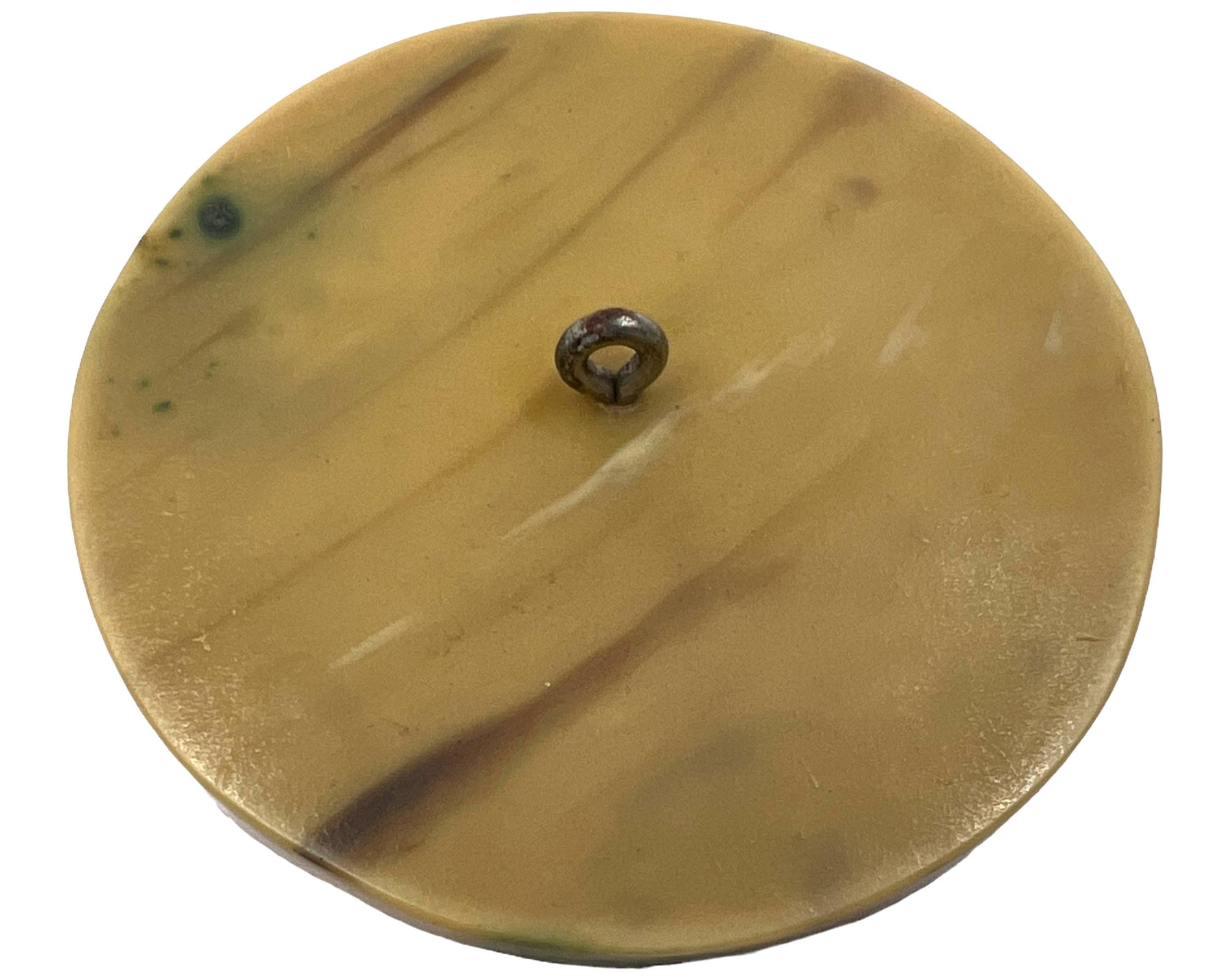 Vintage 1920s Carved Bakelite Button Caramel Thermoplastic 2 1/2 Diameter - Poppy's Vintage Clothing